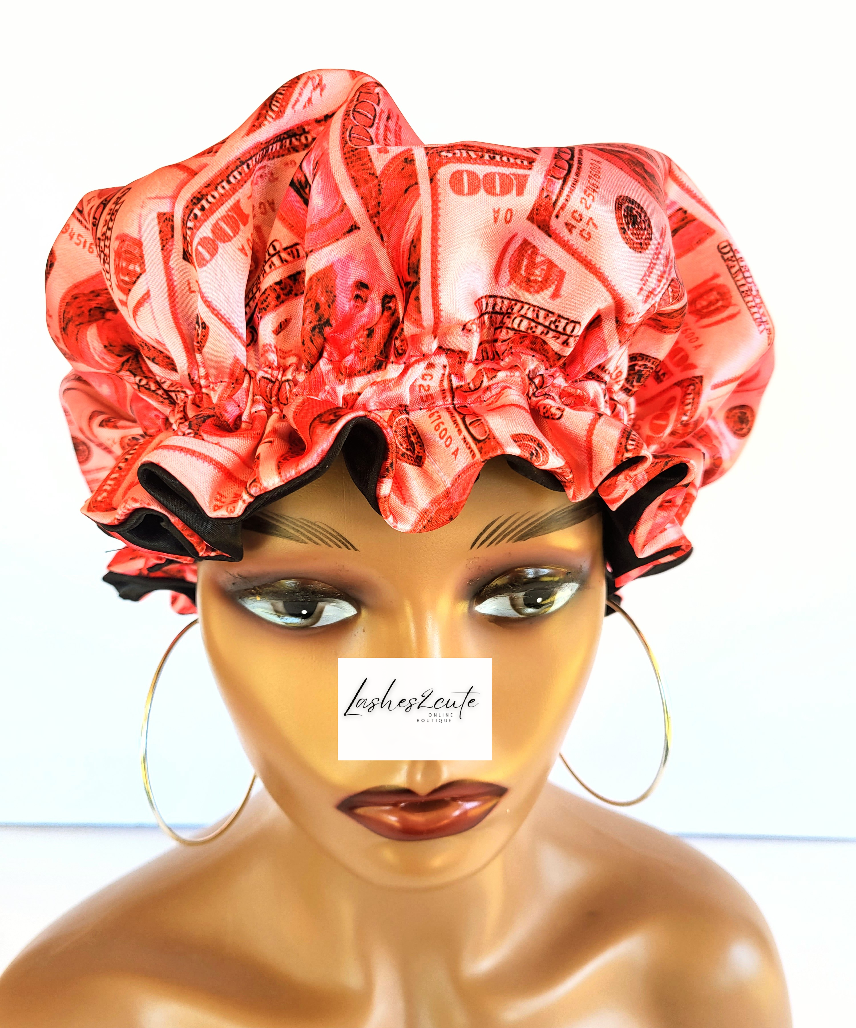 Reversible Sleeping Satin Wavy Bonnet Red Money Print