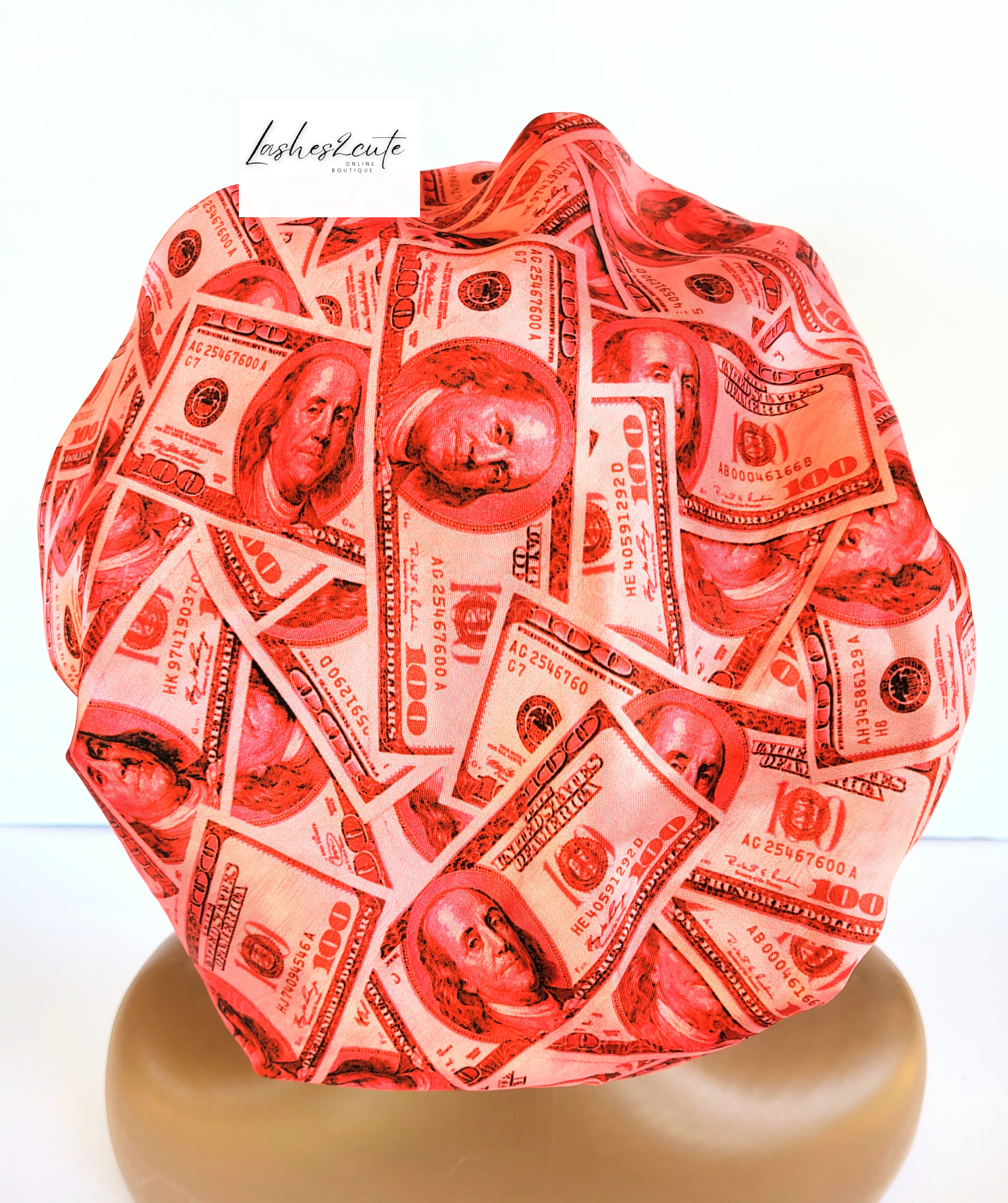Reversible Sleeping Satin Wavy Bonnet Red Money Print