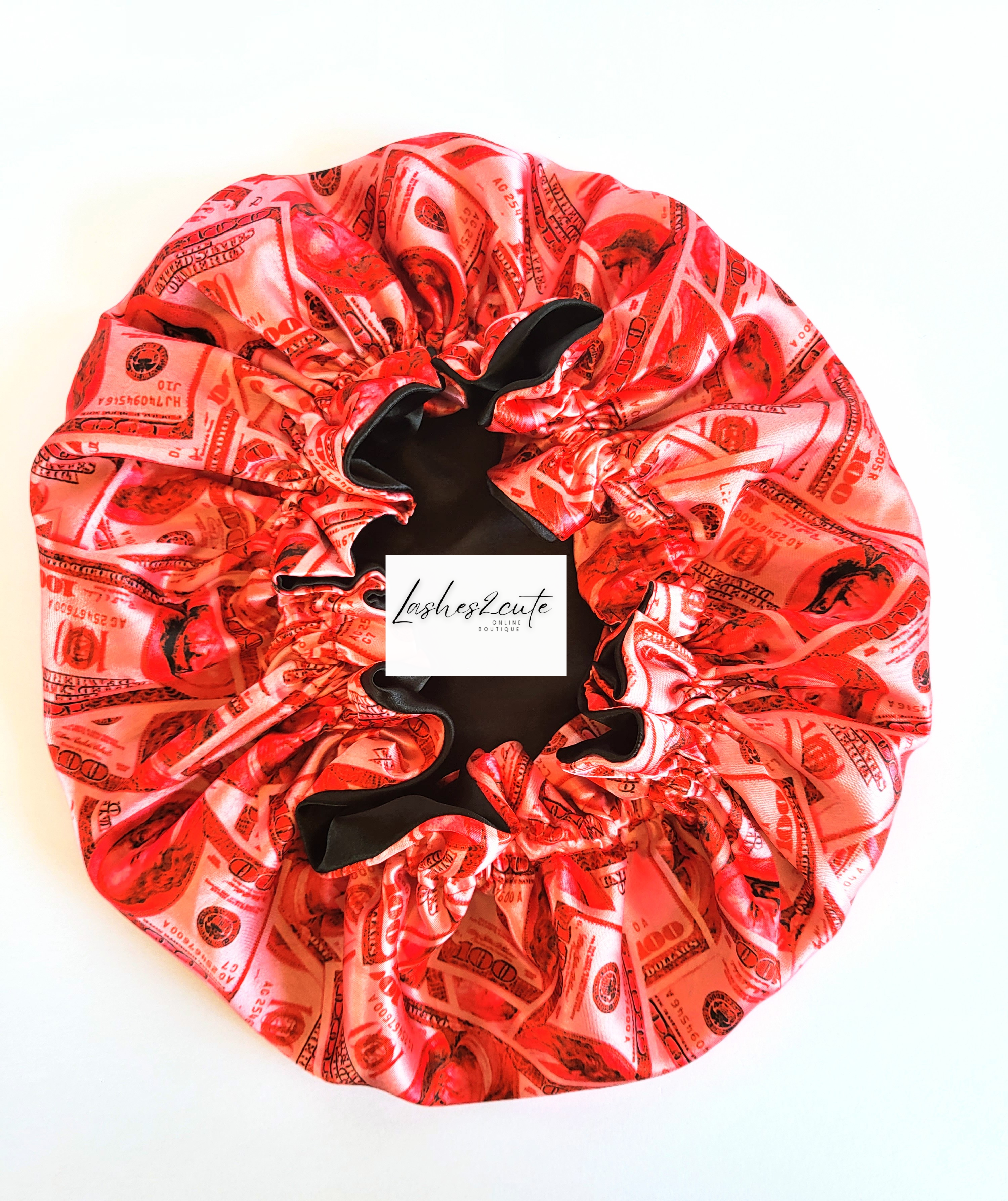 Reversible Sleeping Satin Wavy Bonnet Red Money Print