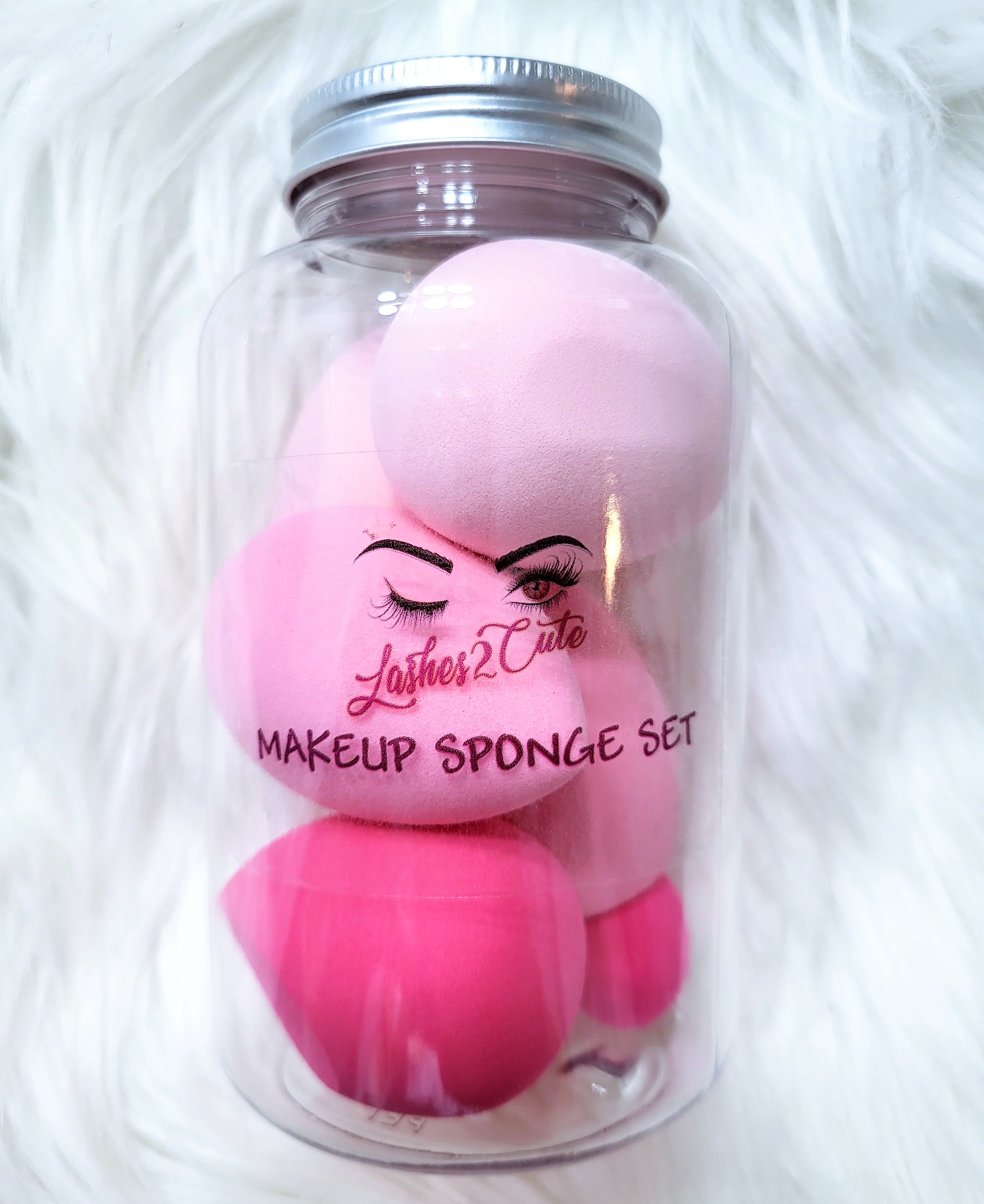Lashes2cute 7 Piece Makeup Sponge Set Pink