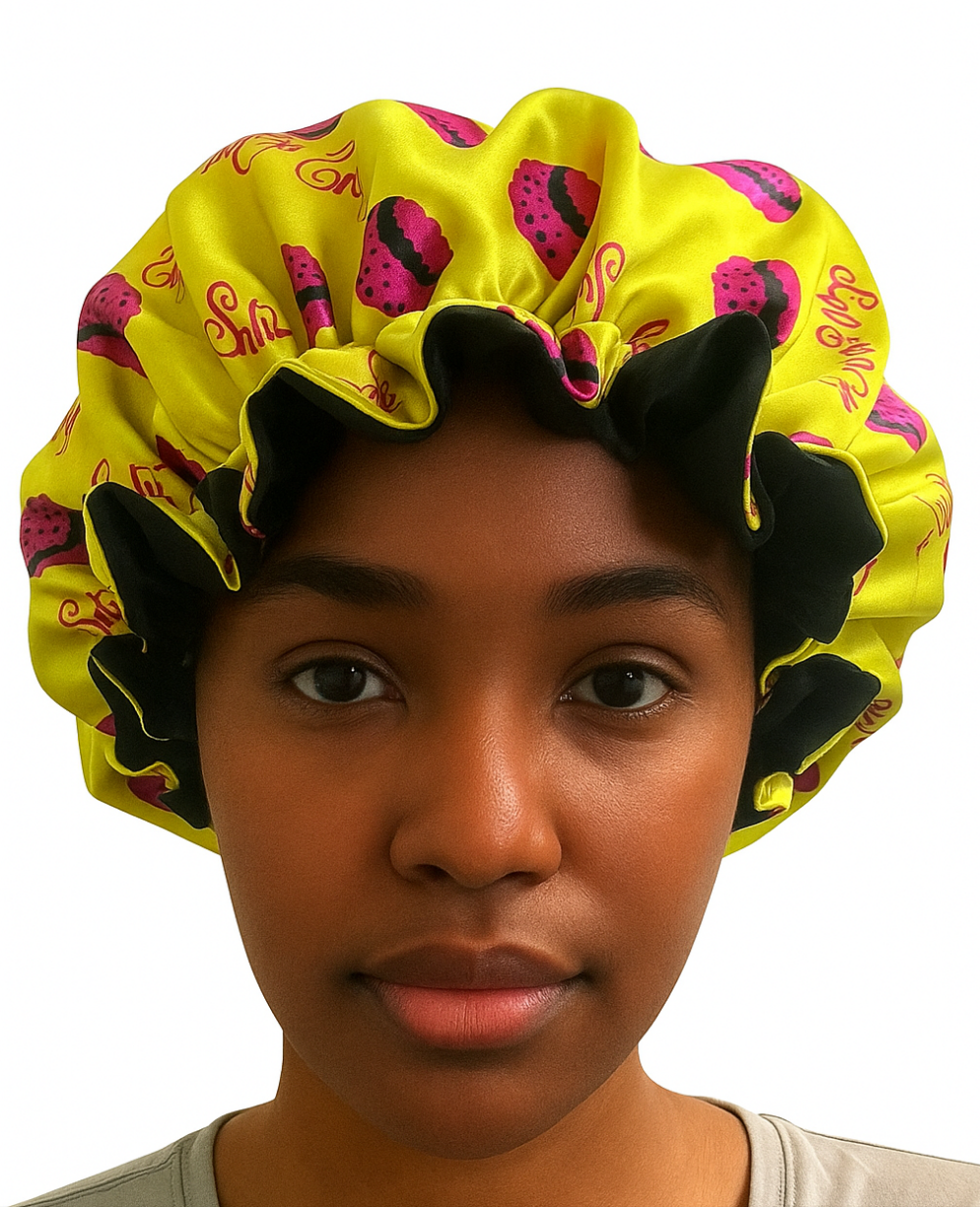 SATIN ENVY YELLOW Reversible Sleeping Satin Hair Bonnet