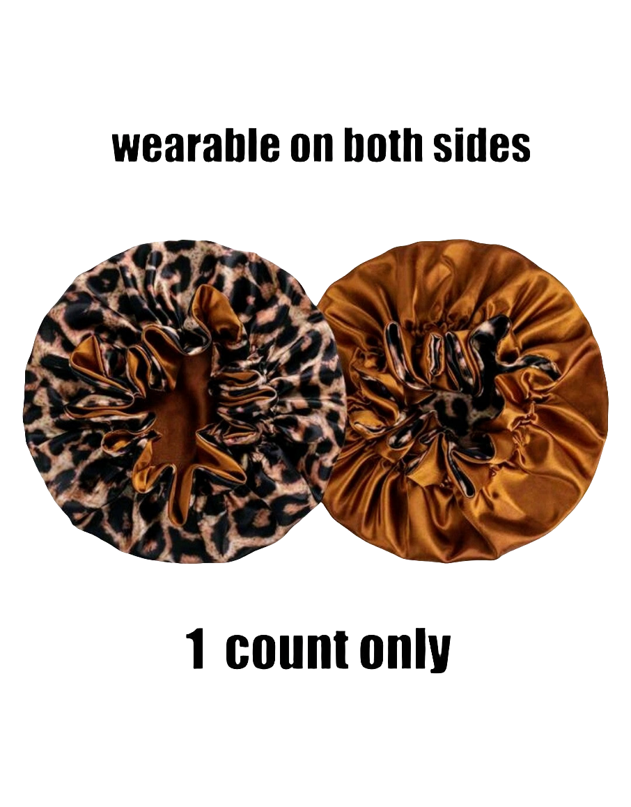 Leopard Reversible Satin Sleeping Bonnet