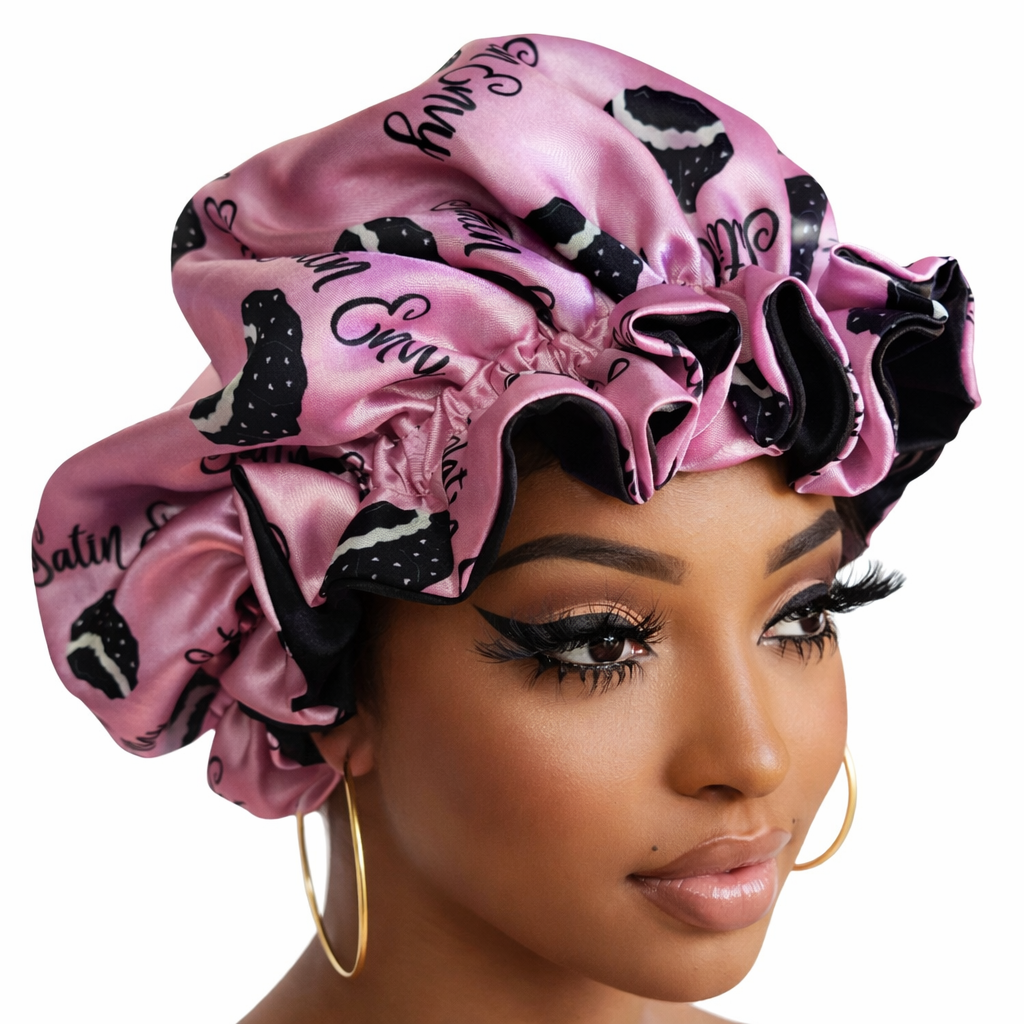 SATIN ENVY PINK Reversible Sleeping Satin Hair Bonnet