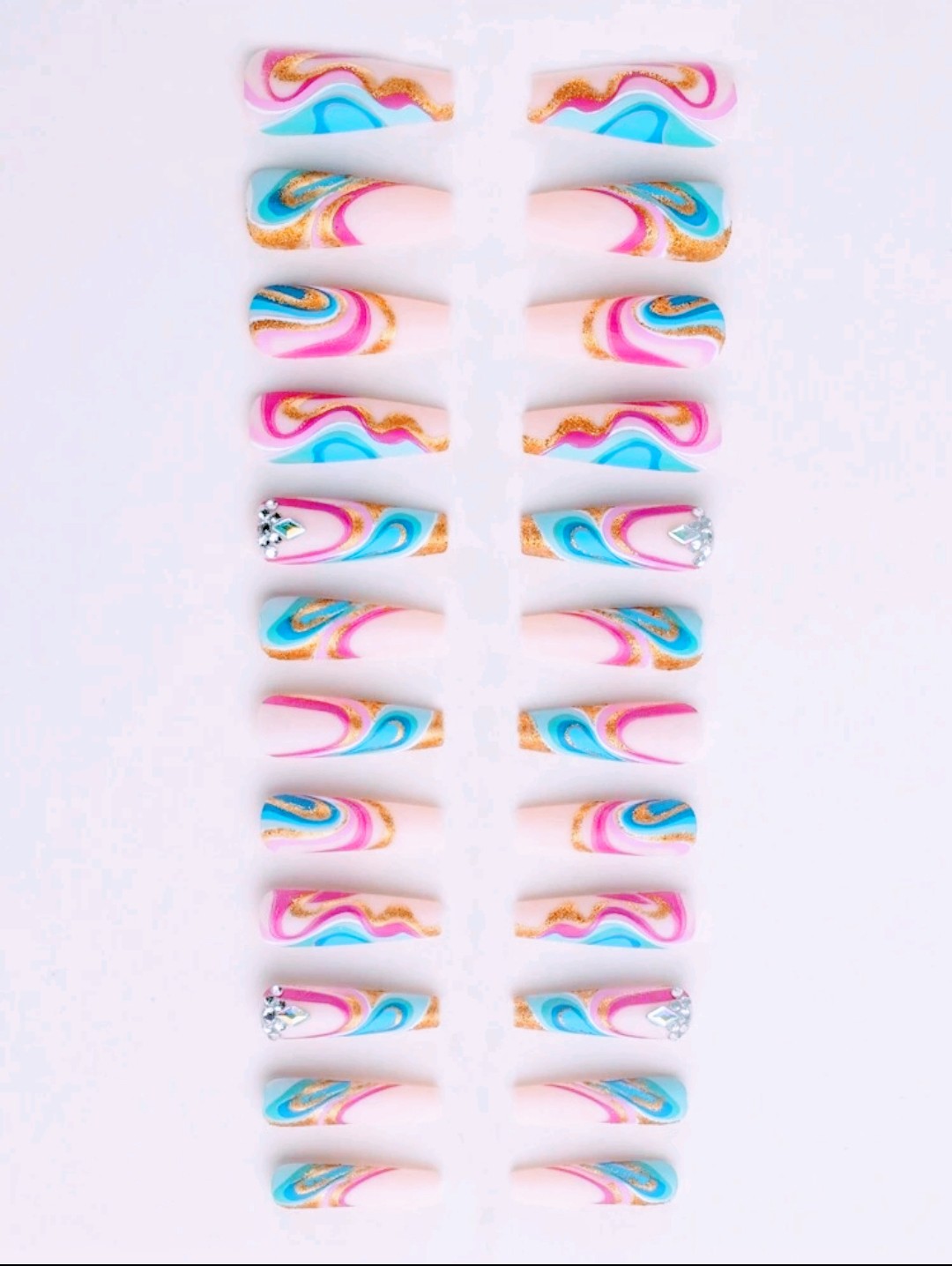 "Princess" 24 Piece set Coffin Shape Nails