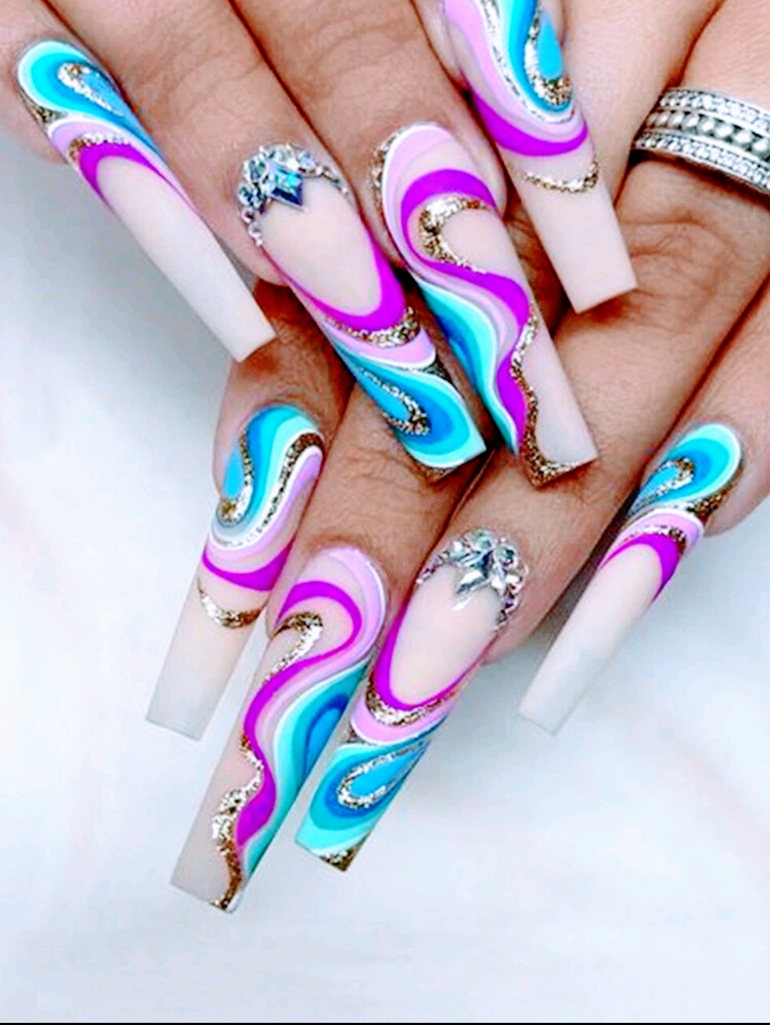 "Princess" 24 Piece set Coffin Shape Nails