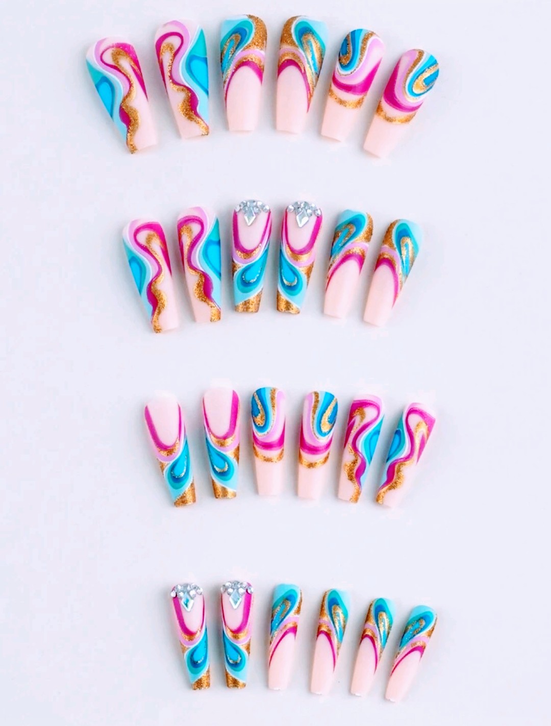 "Princess" 24 Piece set Coffin Shape Nails