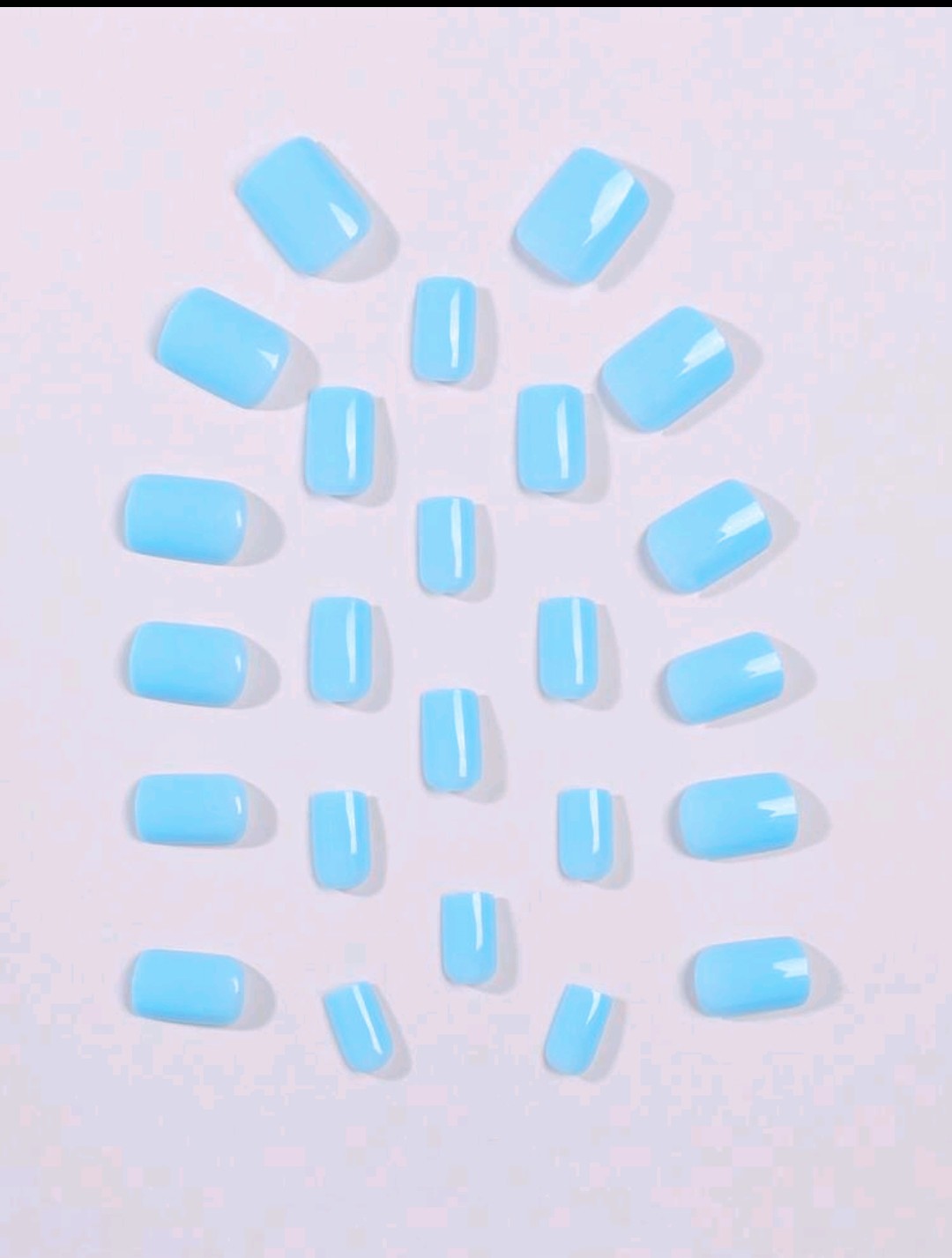 "Skye" 24pcs Short Square Blue Color Nails with glue