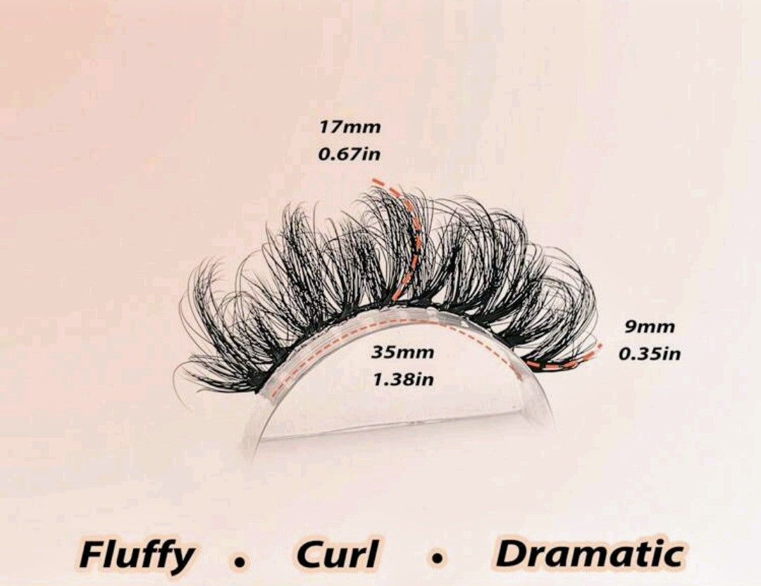 "Unique" D Curl Fluffy Volume Dramatic Fauxmink False Eyelashes