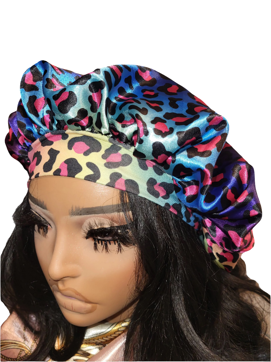 MULTI COLORED Wide Band Elastic Single Layer Satin Hair Bonnet