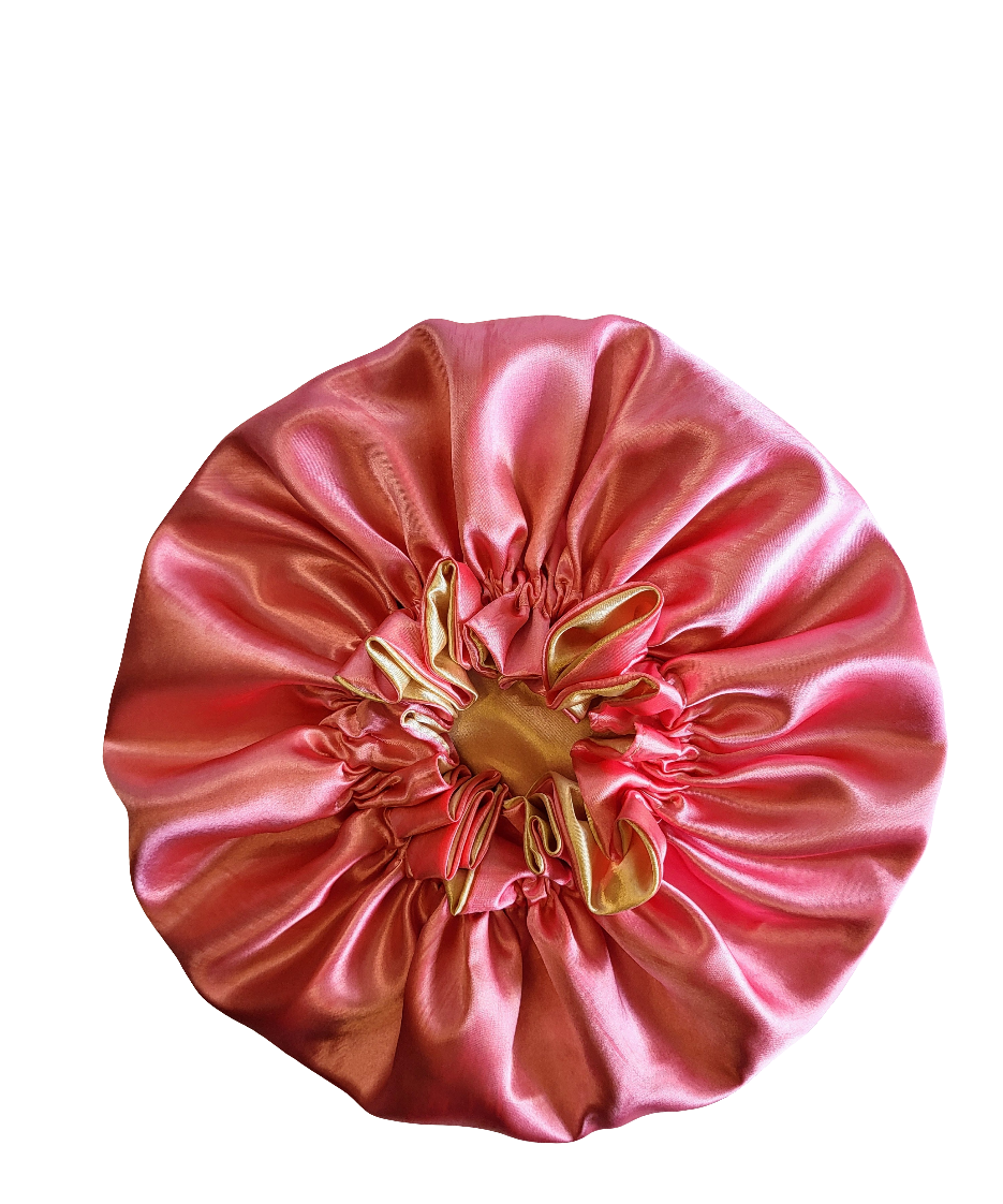 PINK CORAL Reversible Satin Bonnet for Hair