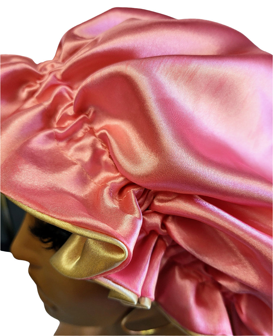 PINK CORAL Reversible Satin Bonnet for Hair