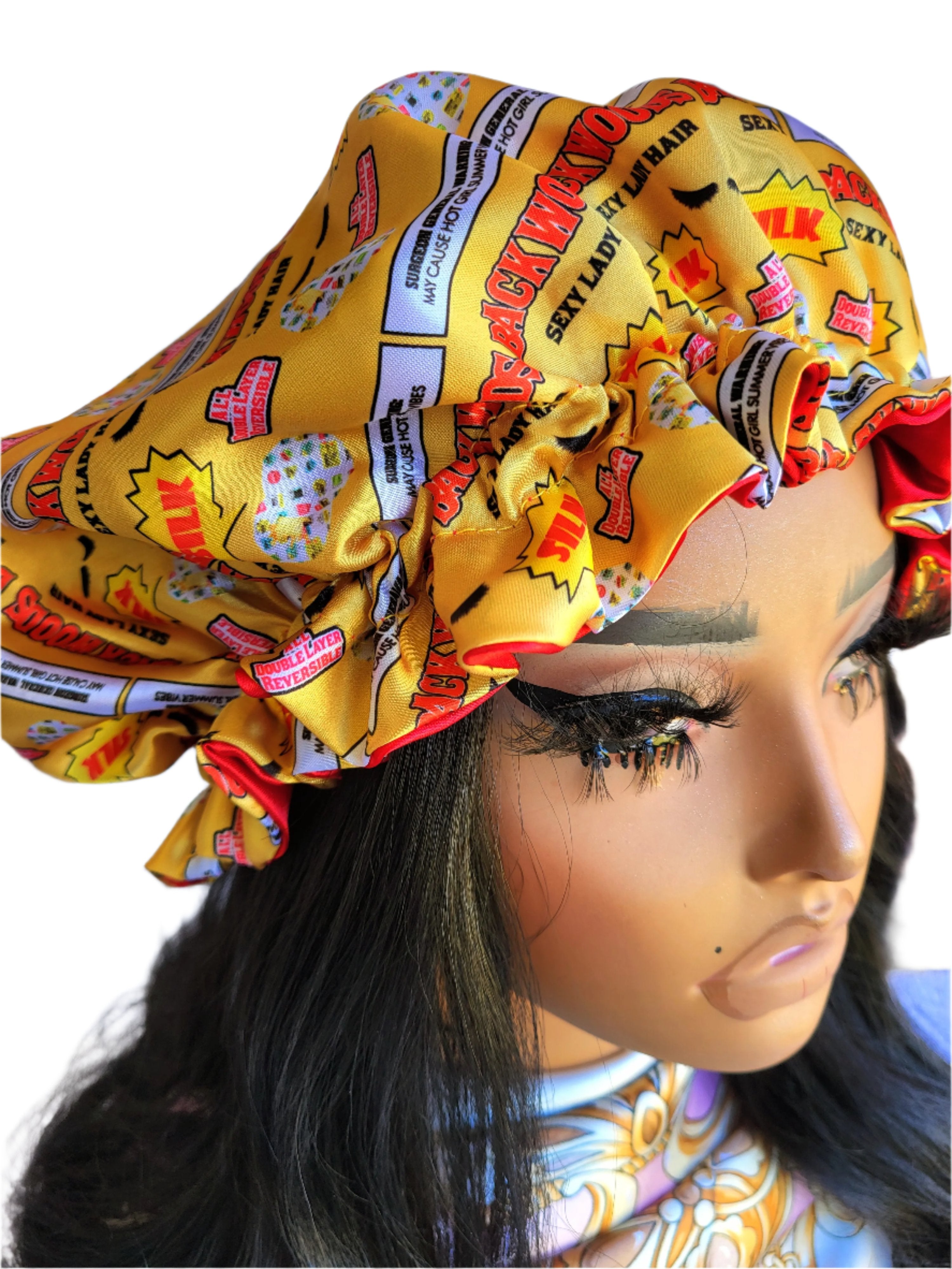 GOLD & RED VIBES – Reversible Satin Sleeping Hair Bonnet