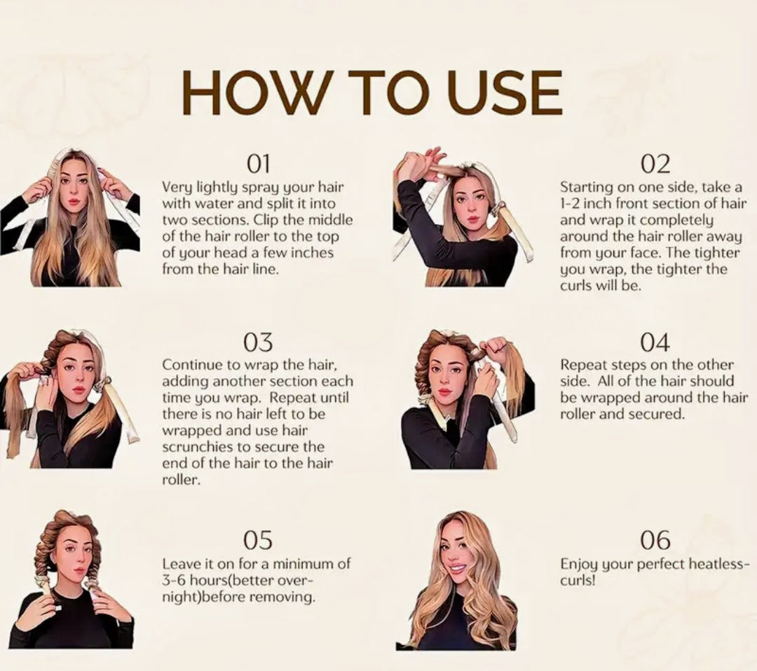 Heatless Satin Hair Curling Set Pink Purple