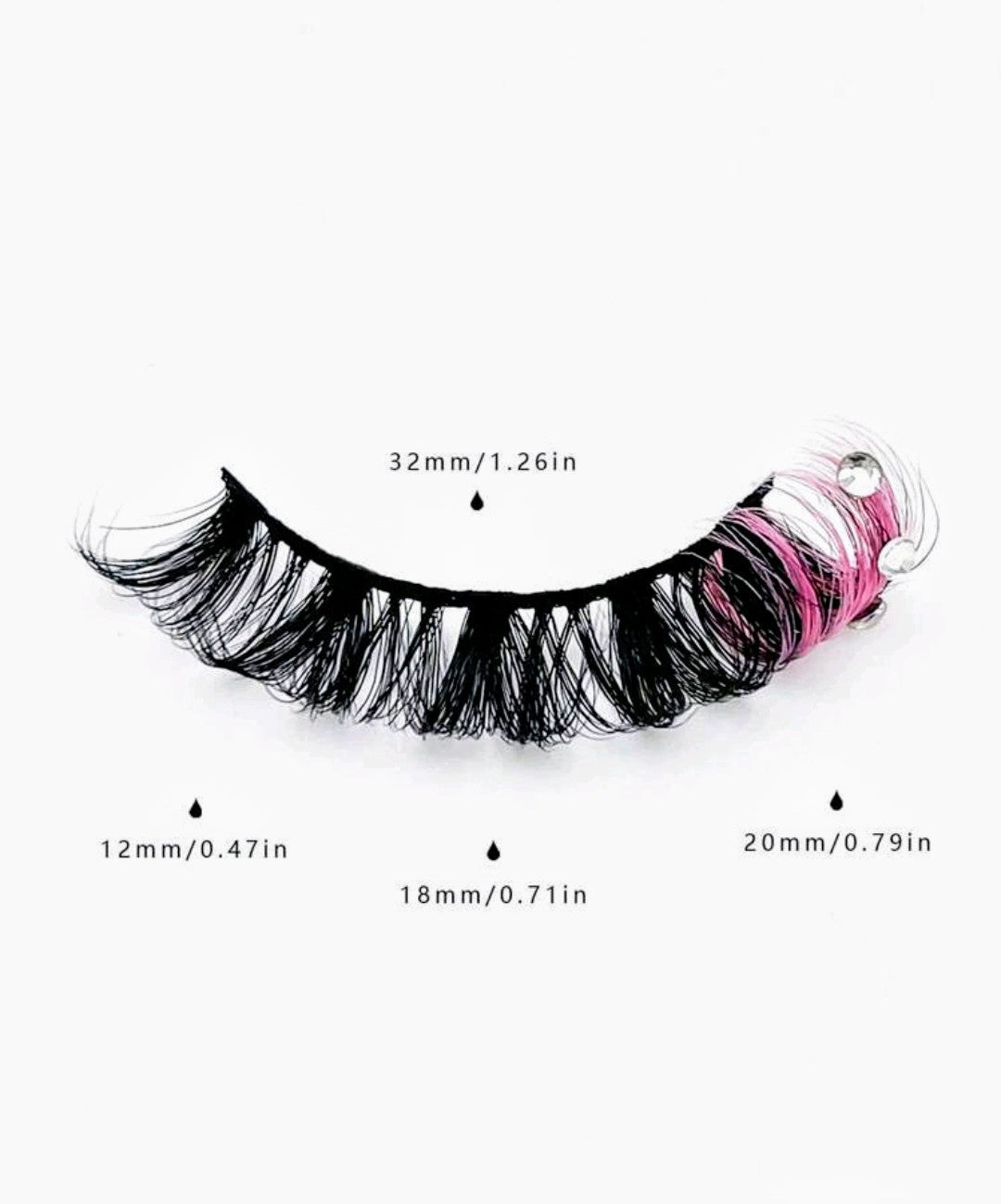 "Pink Diamond" 20mm Fauxmink Fluffy Bejeweled False Eyelashes