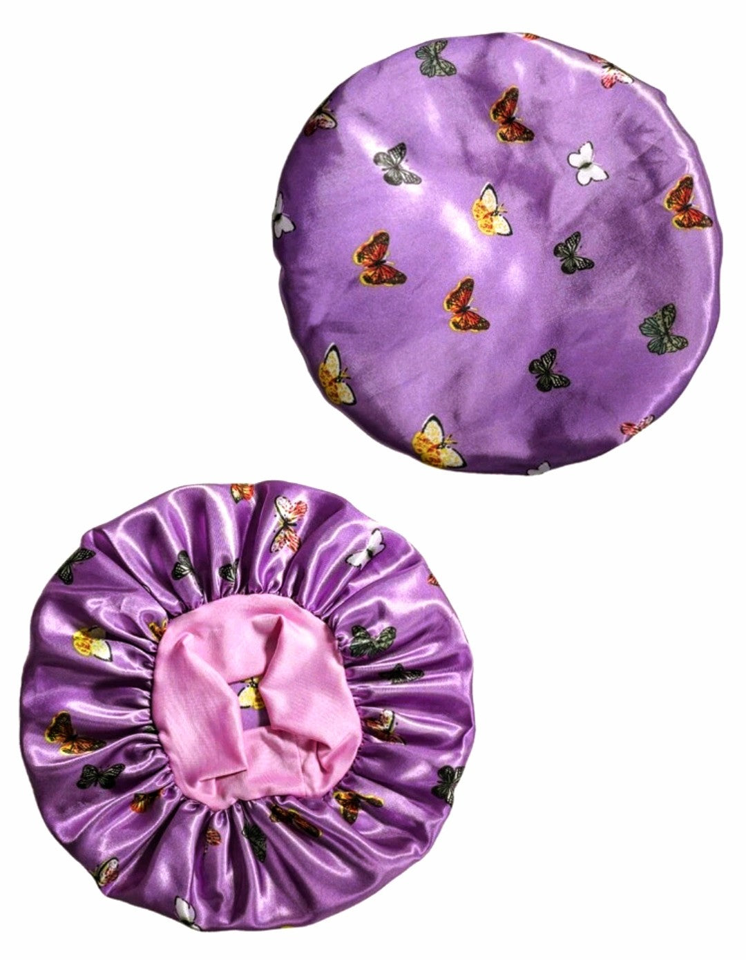 Purple Butterfly Print Bonnet for Kids - Daily Wear & Sleep