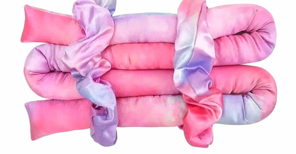 Heatless Satin Hair Curling Set Pink Purple