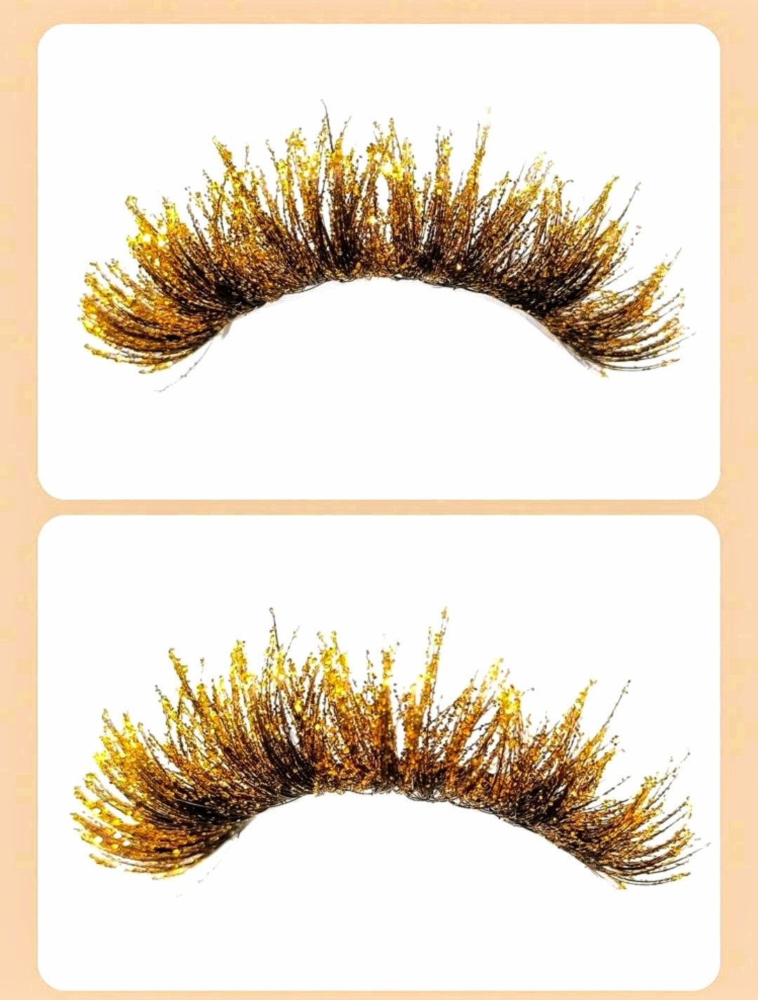 "Goldie" 20mm Gold Glitter Fluffy False Eyelashes