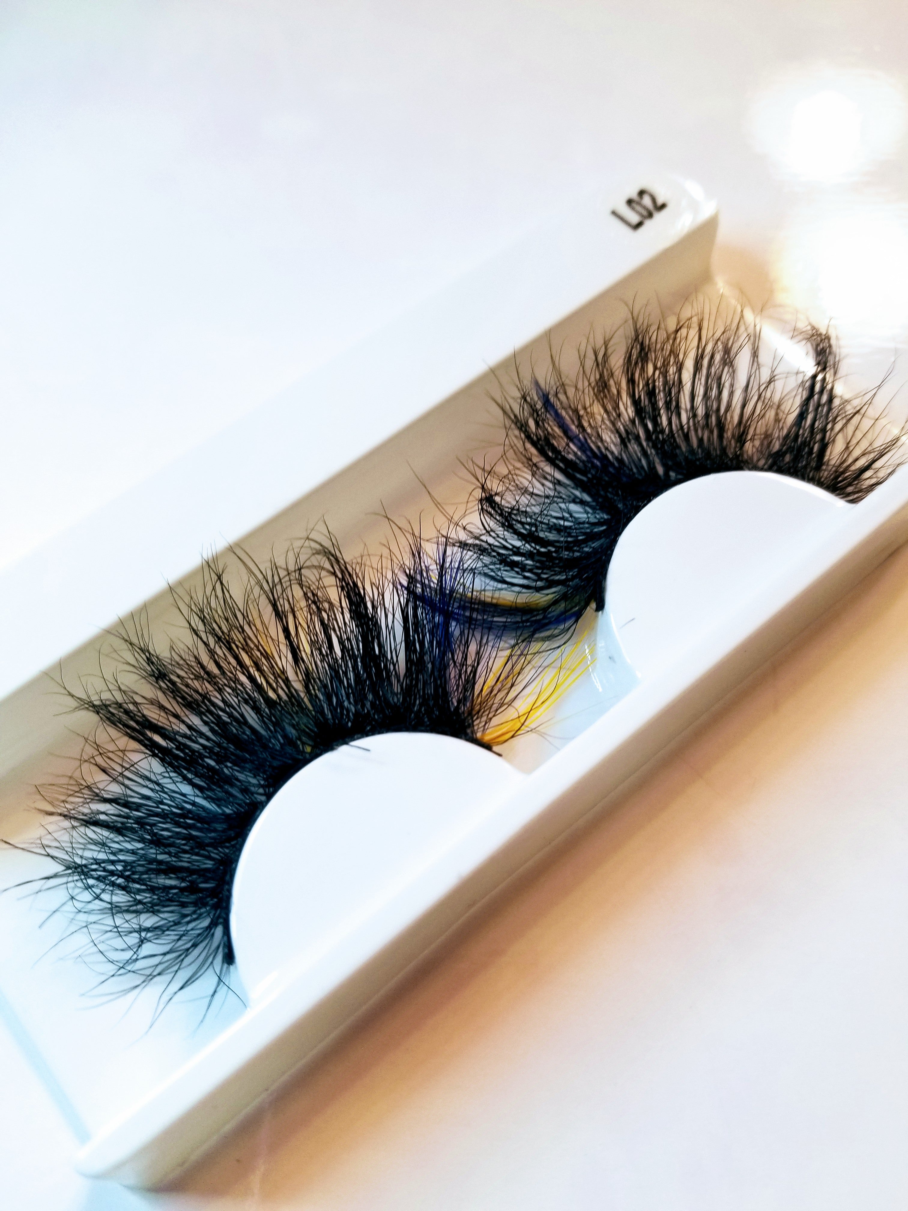 "Orange & Blue" 25mm Colorful Fluffy False Eyelash