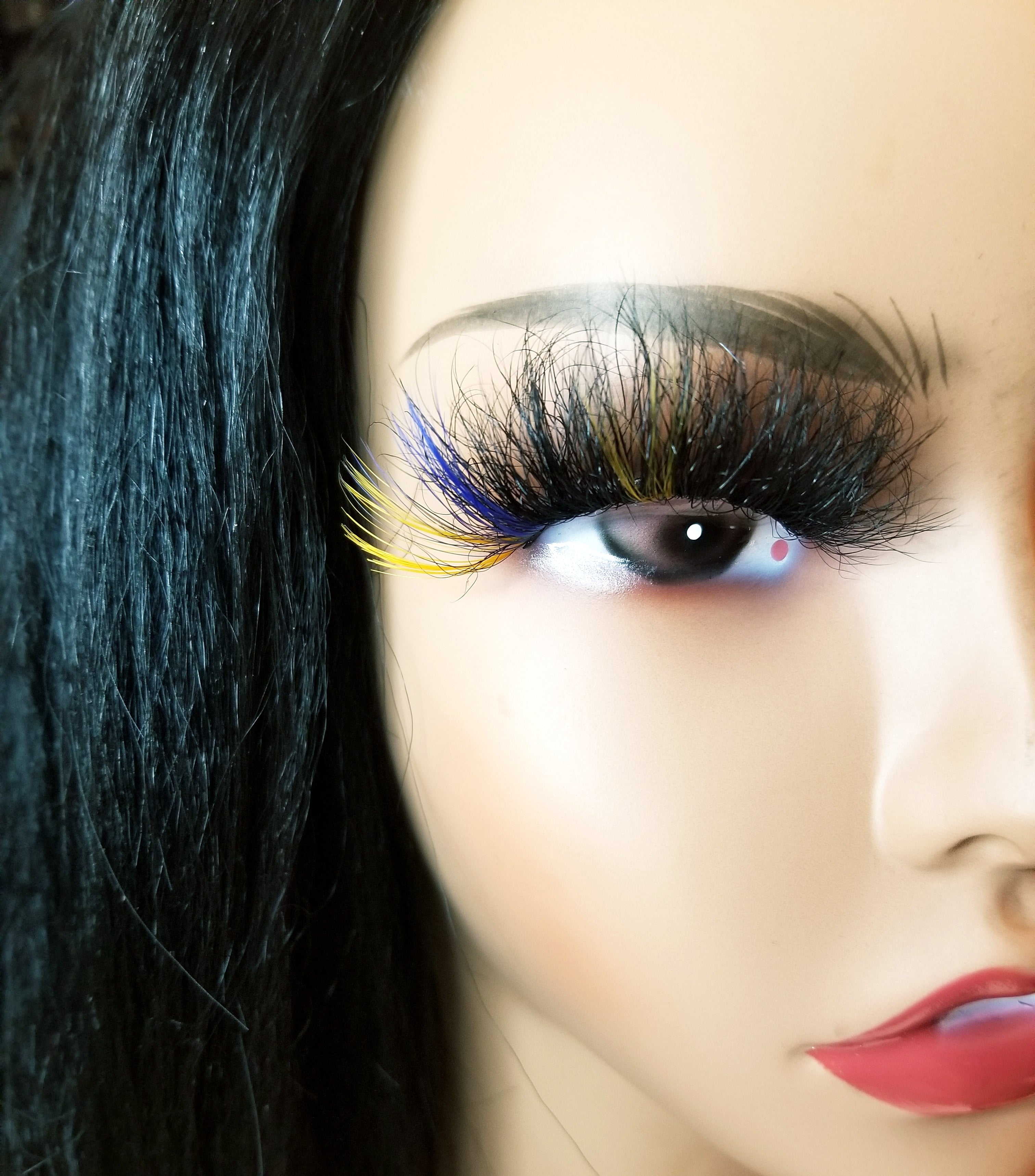 "Orange & Blue" 25mm Colorful Fluffy False Eyelash