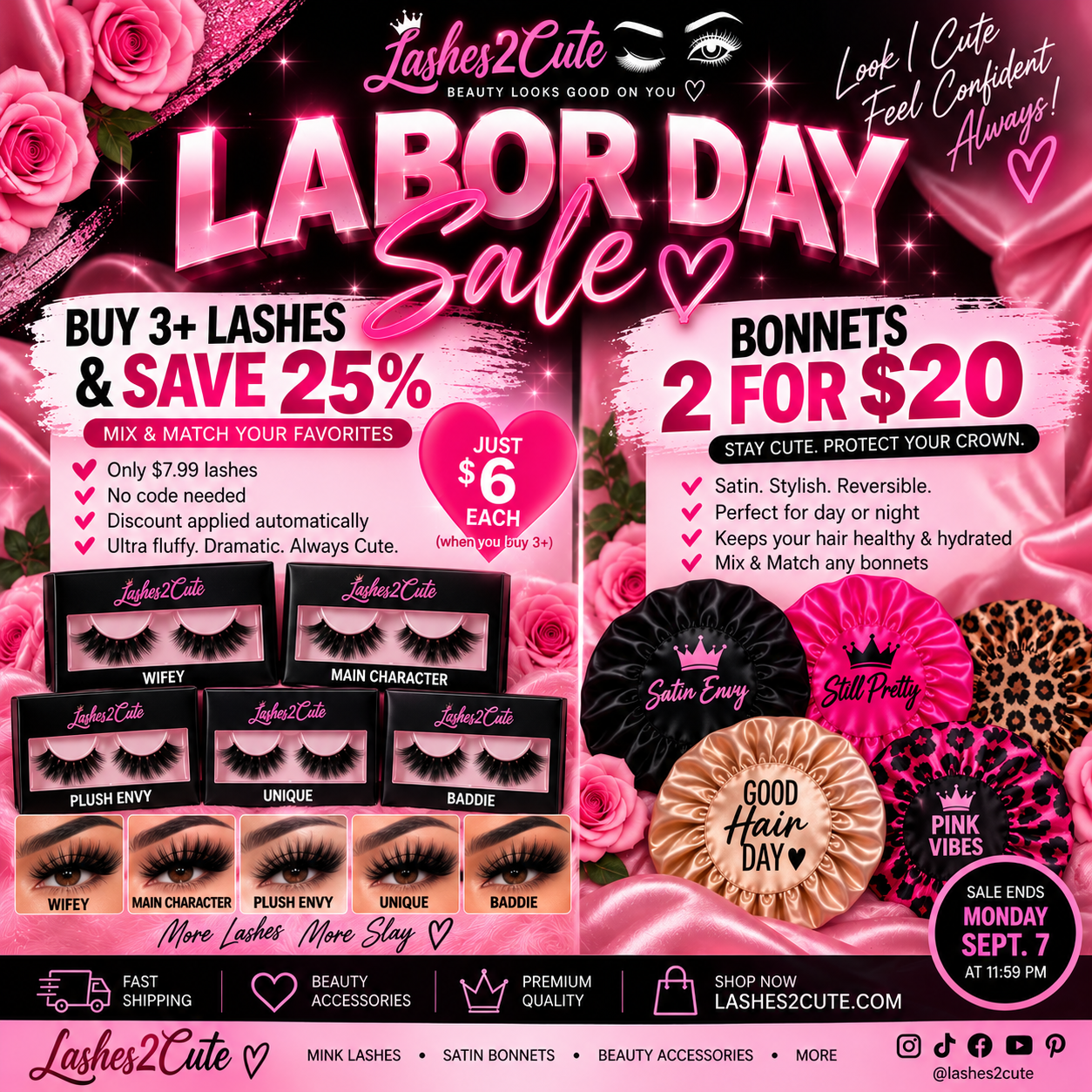 Labor Day Sale: Save on Lashes + Bonnets!