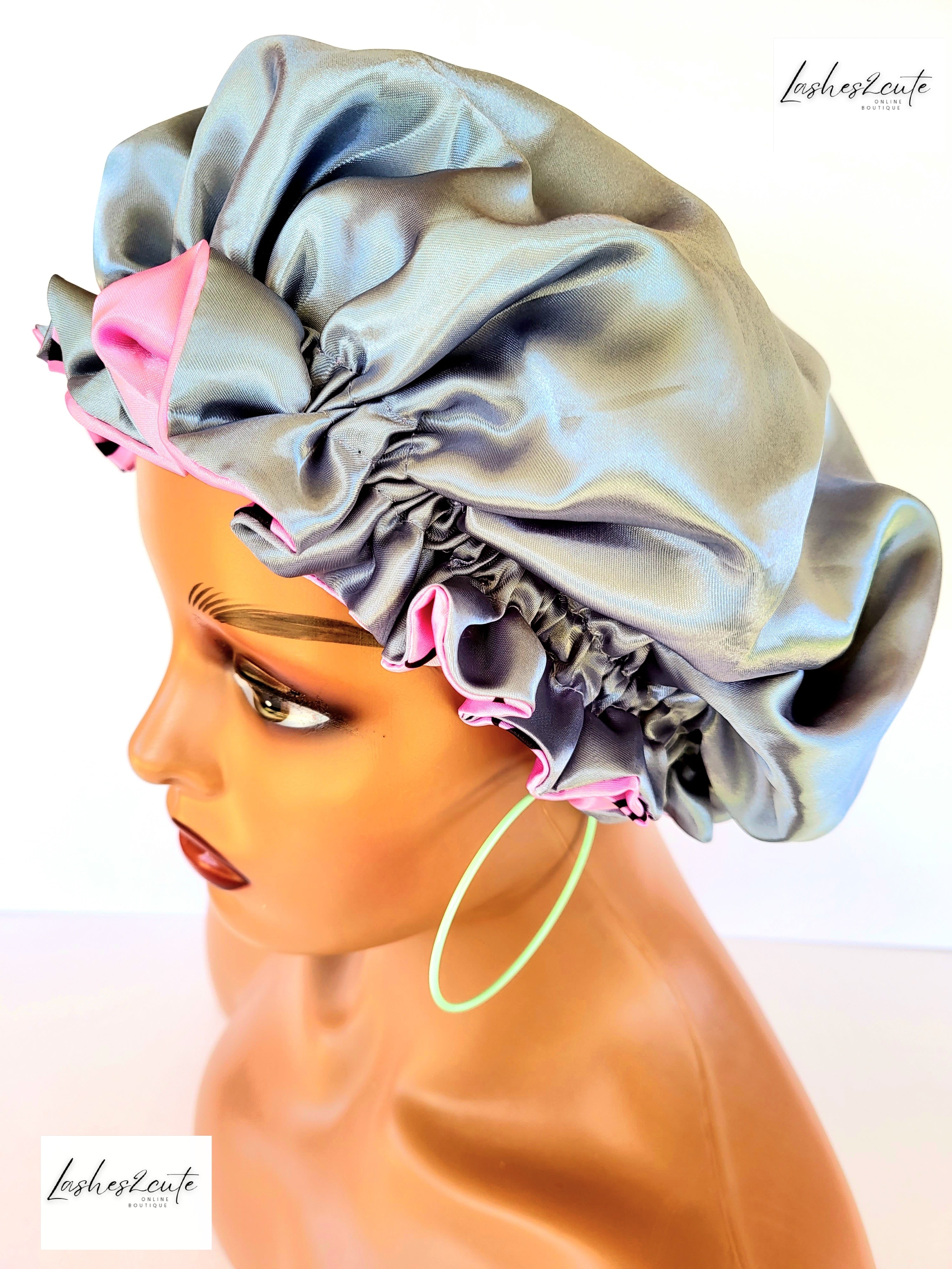 &quot;Pretty Pink&quot; Reversible Sleeping Satin Wavy Hair Bonnet