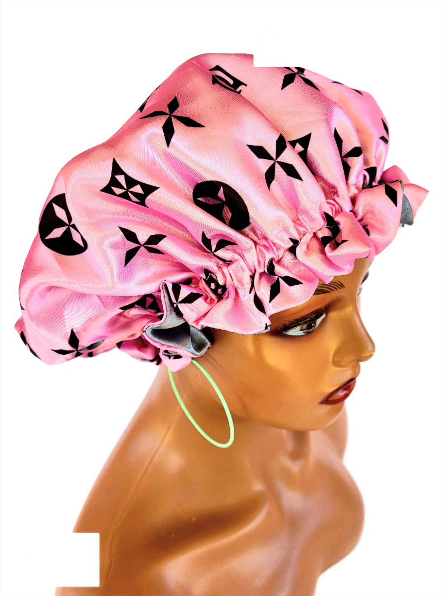 Reversible Sleeping Satin Wavy Bonnet Pretty Pink Color