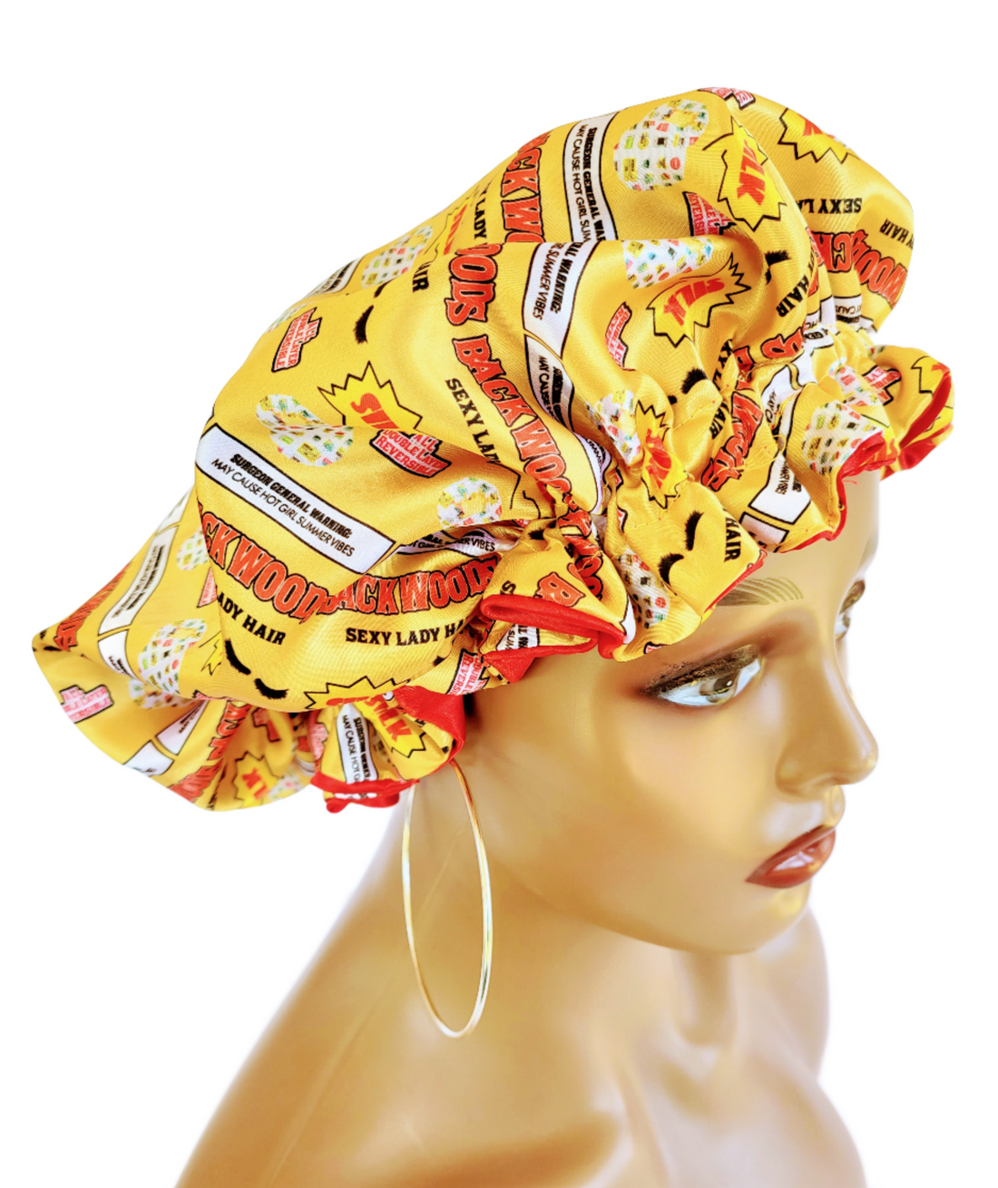 &quot;Gold &amp; Red Summer Vibes&quot; Reversible Sleeping Satin Wavy Bonnet