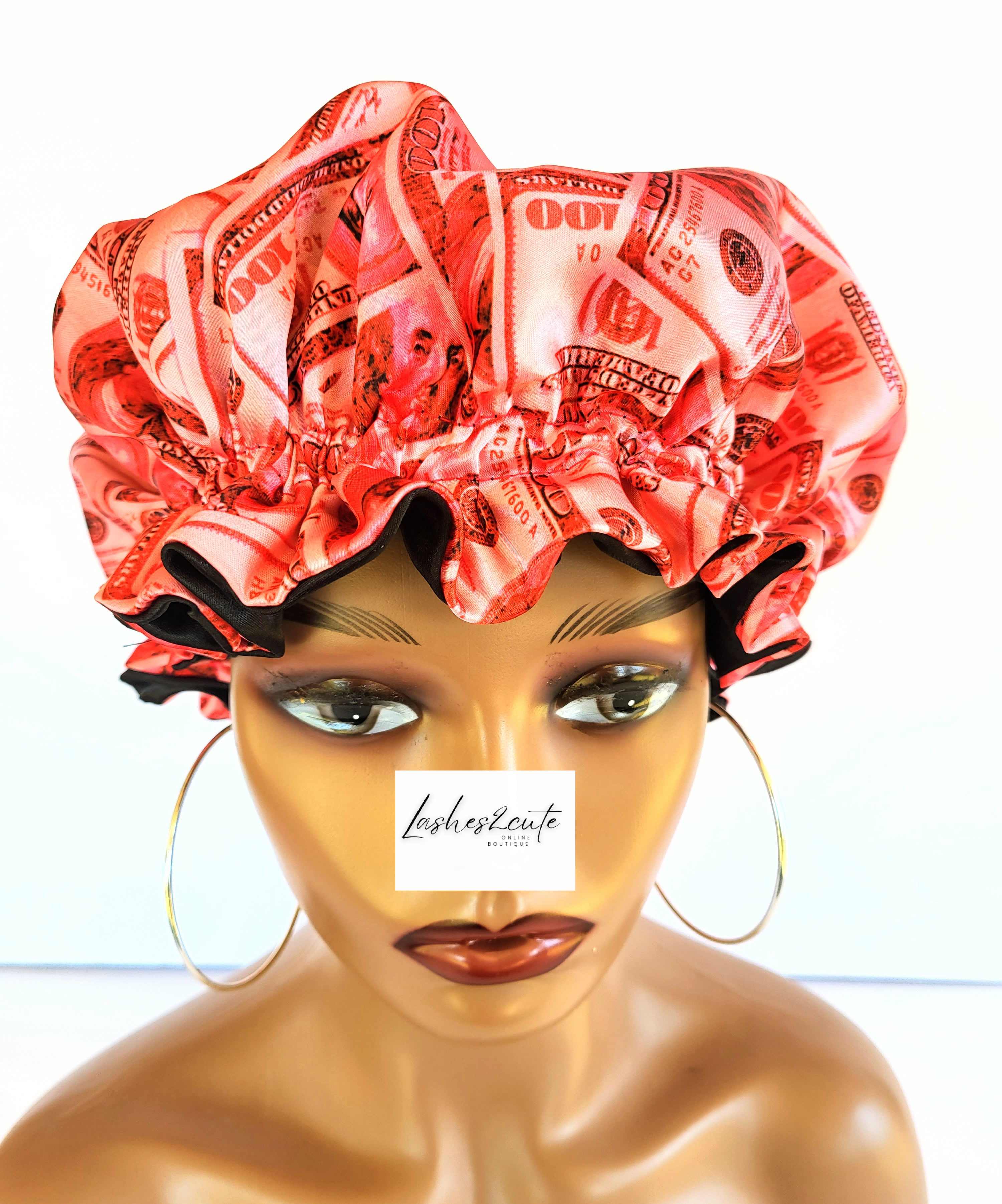 &quot;Red Money&quot; Reversible Sleeping Satin Wavy Bonnet