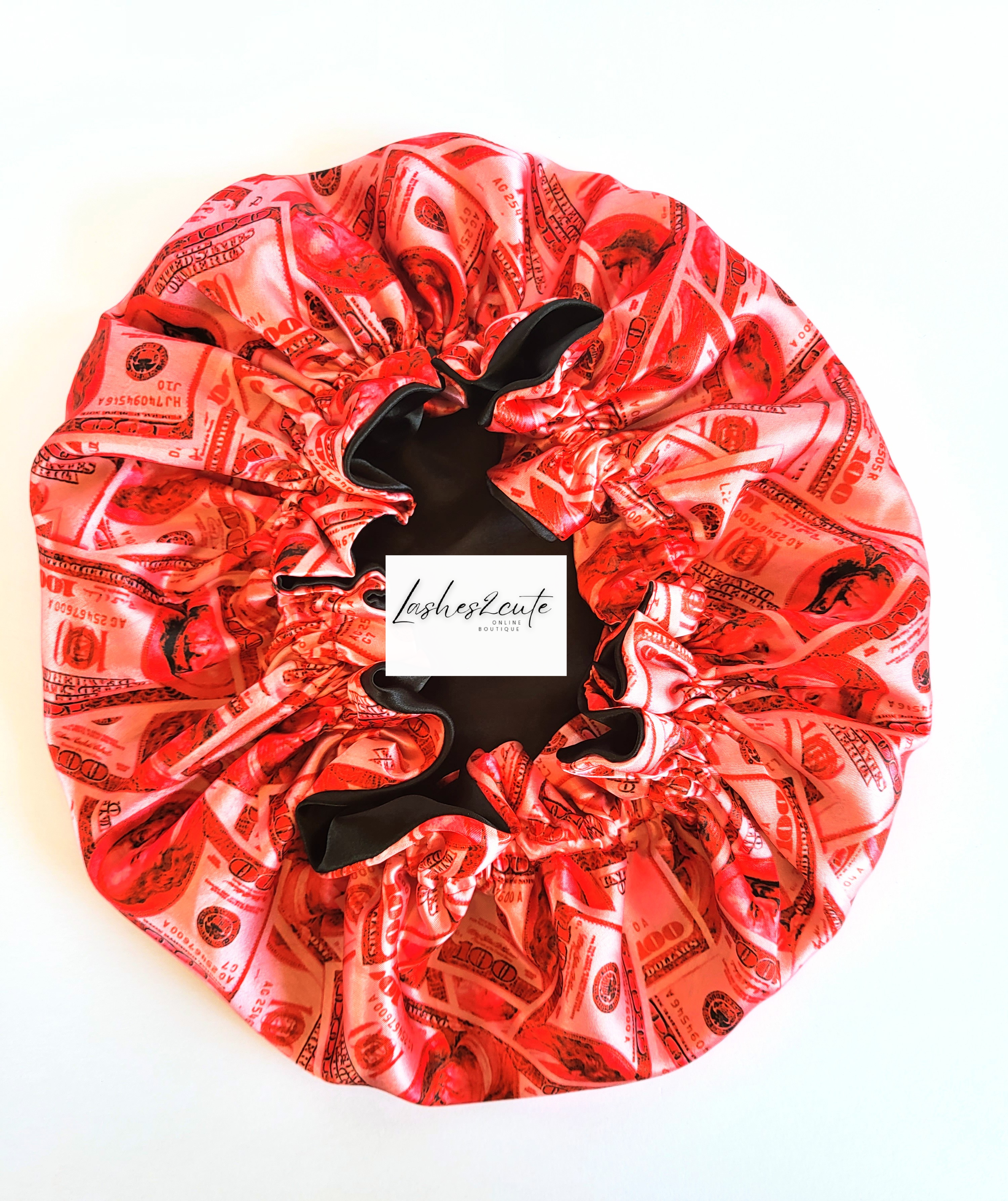 &quot;Red Money&quot; Reversible Sleeping Satin Wavy Bonnet