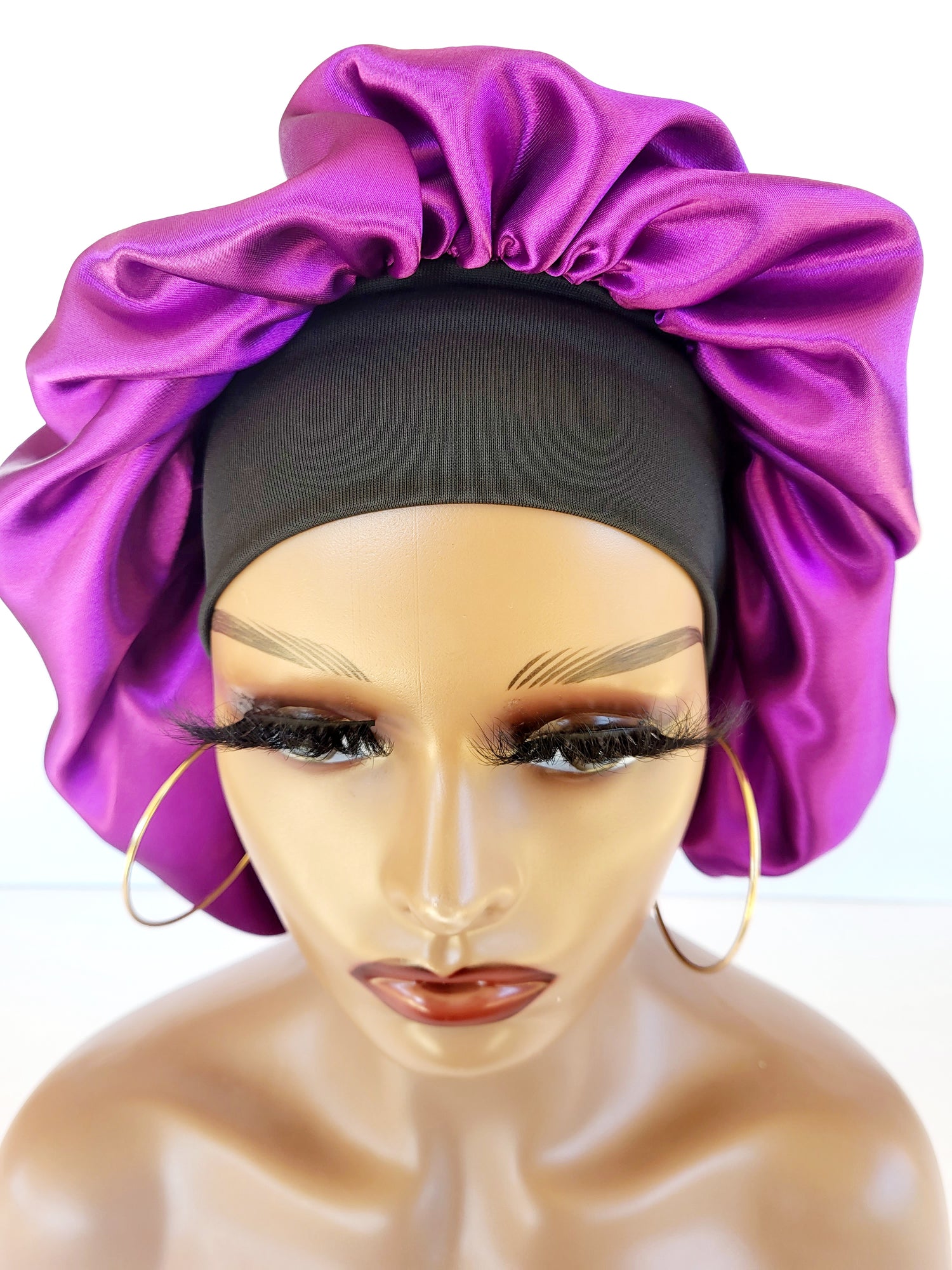 女式粗带单层大号帽子紫色