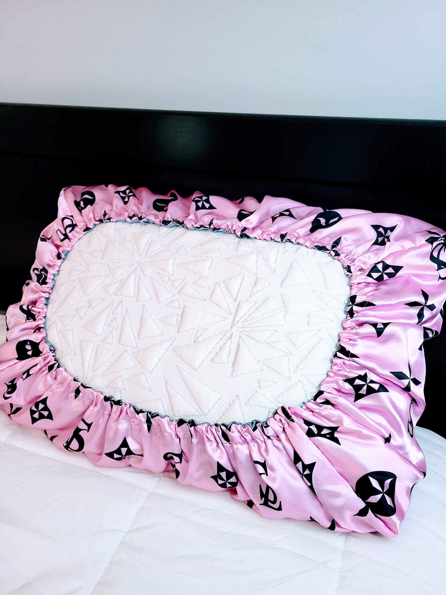 &quot;Satin Lavish&quot; Pink &amp; Gray Reversible Standard Size Satin Pillow Case Set
