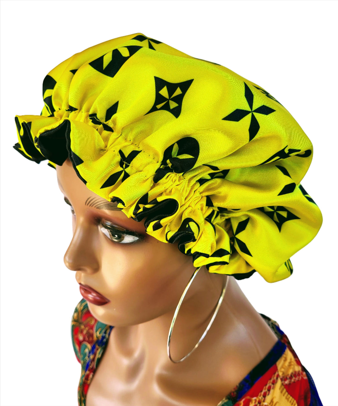 &quot;Pretty Yellow&quot; Reversible Sleeping Satin Wavy Hair Bonnet
