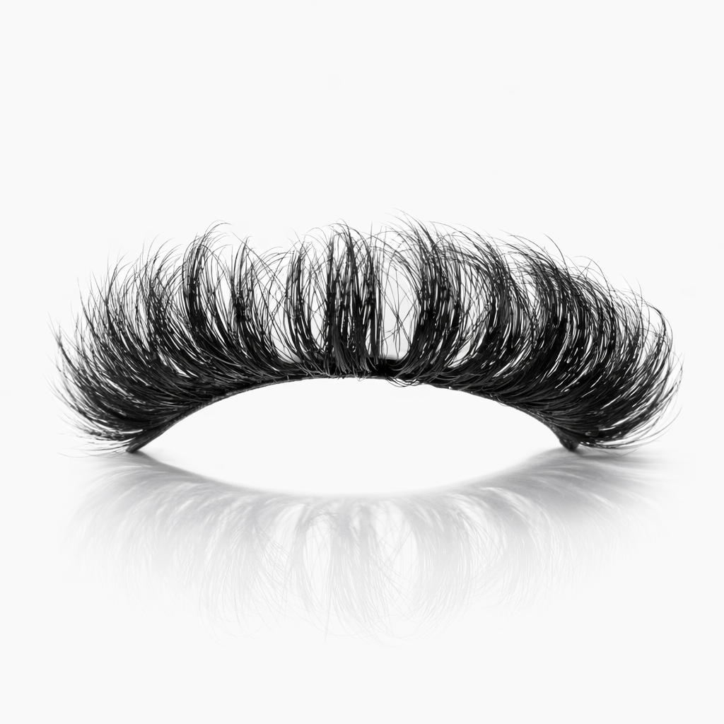 Pair of black false eyelashes on a white background
