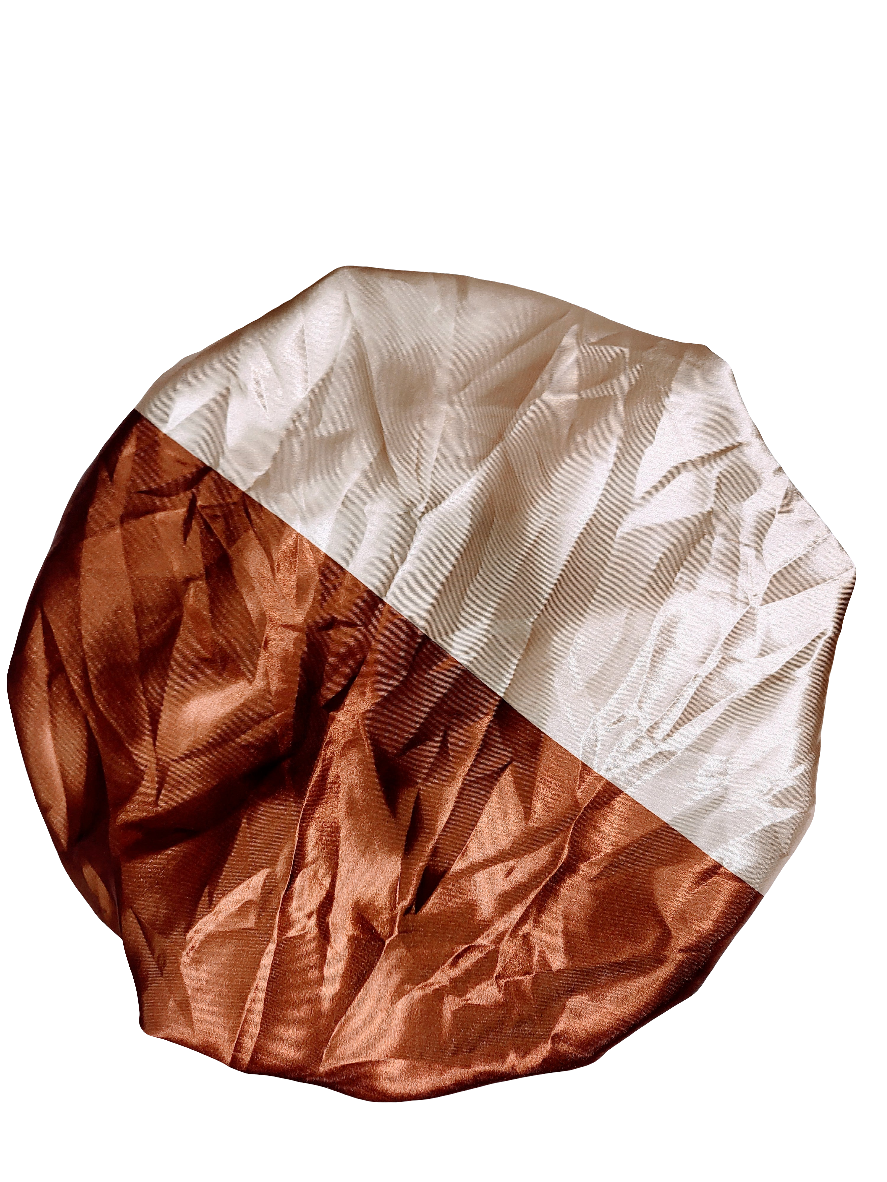 Beige &amp; Brown Wide Band Sleeping Satin Hair Bonnet
