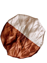 Beige & Brown Wide Band Sleeping Satin Hair Bonnet
