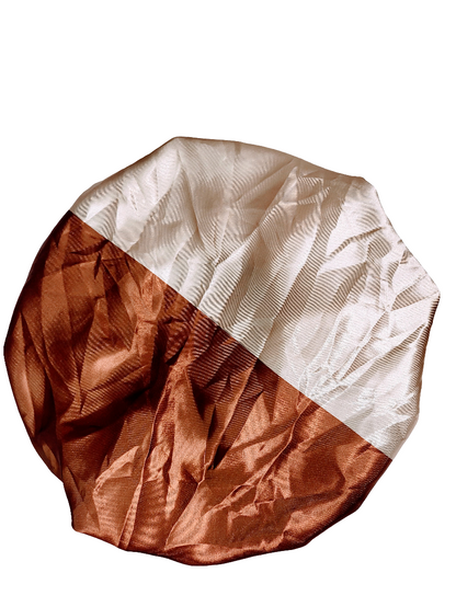 Beige &amp; Brown Wide Band Sleeping Satin Hair Bonnet