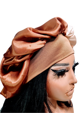 Beige & Brown Wide Band Sleeping Satin Hair Bonnet