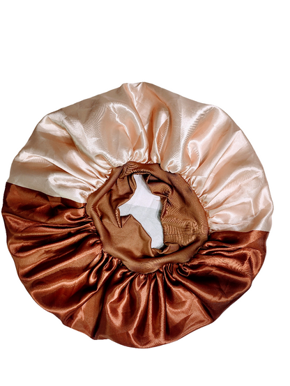 Beige &amp; Brown Wide Band Sleeping Satin Hair Bonnet