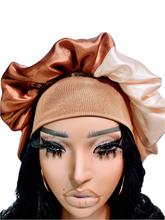 Beige & Brown Wide Band Sleeping Satin Hair Bonnet