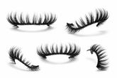 Set of false eyelashes on a white background