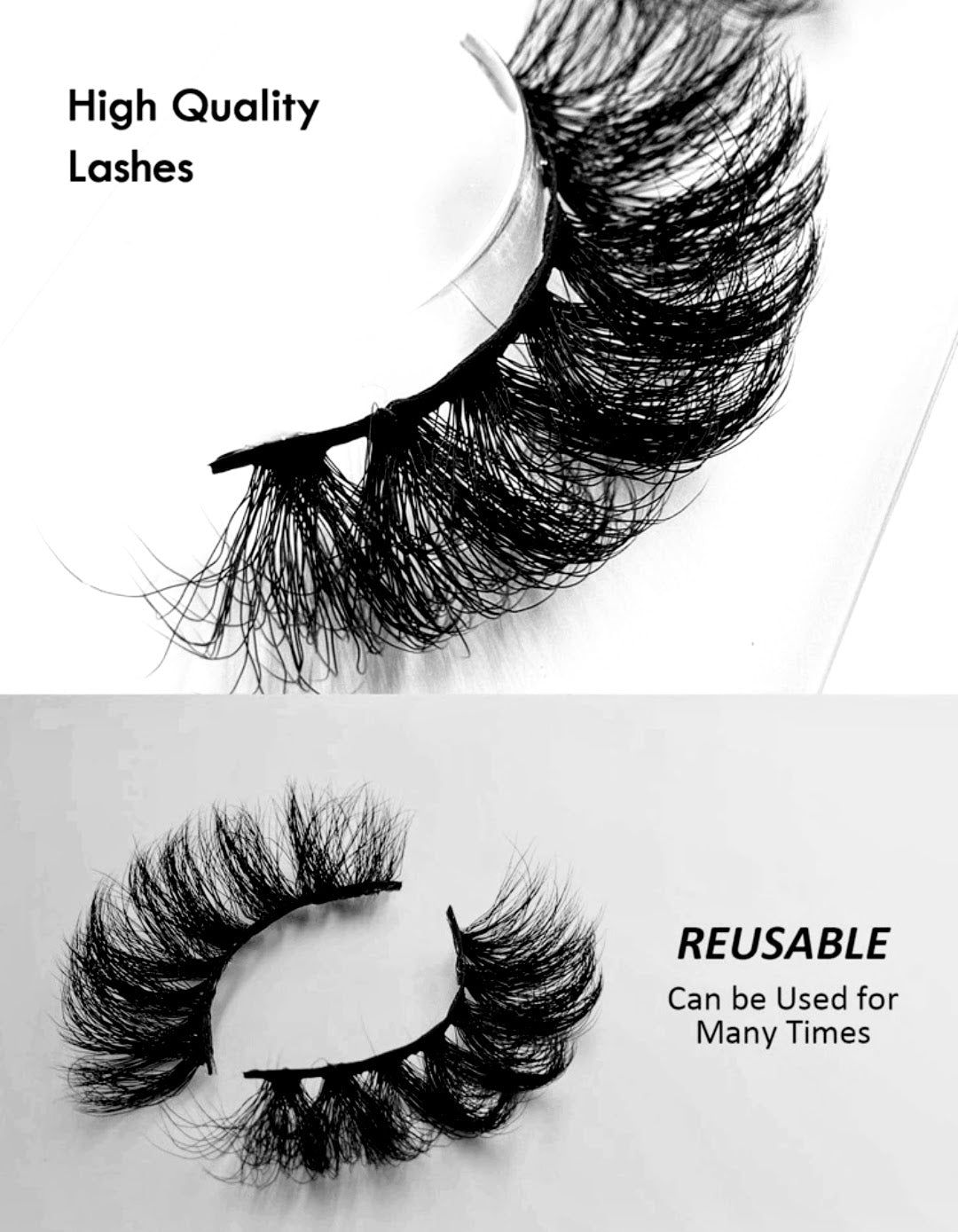 High quality reusable false eyelashes on a white background