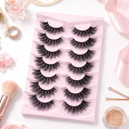 Luxe 7-Pack Wispy Volume Lashes – Fluffy Dramatic Reusable Set
