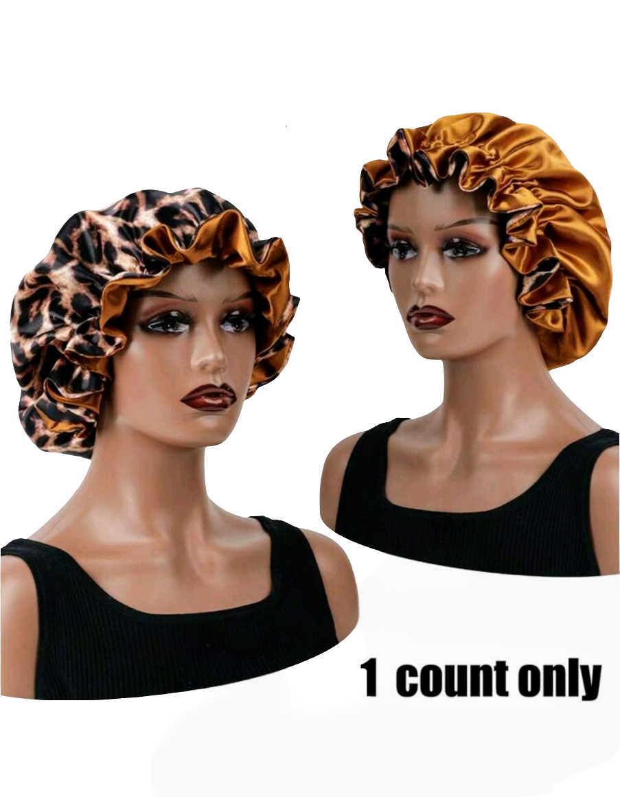 Leopard Reversible Satin Sleeping Bonnet