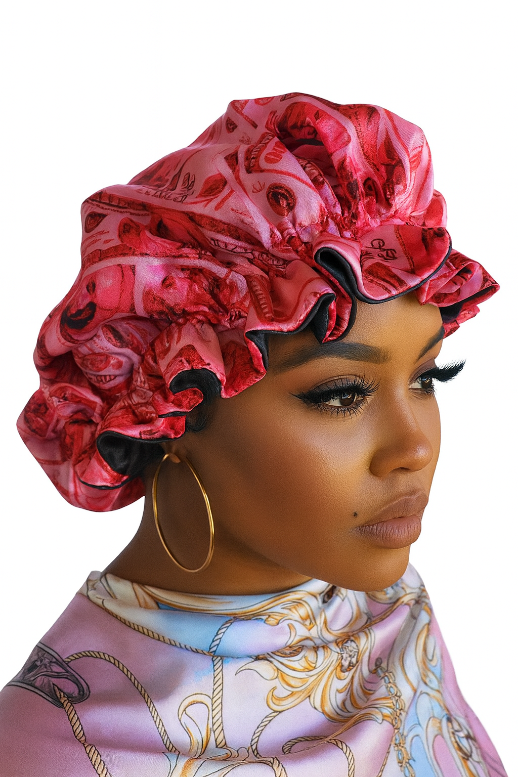 RED MONEY – Reversible Satin Hair Bonnet
❤️💸 Secure the Bag in Style While You Sleep! 💸❤️