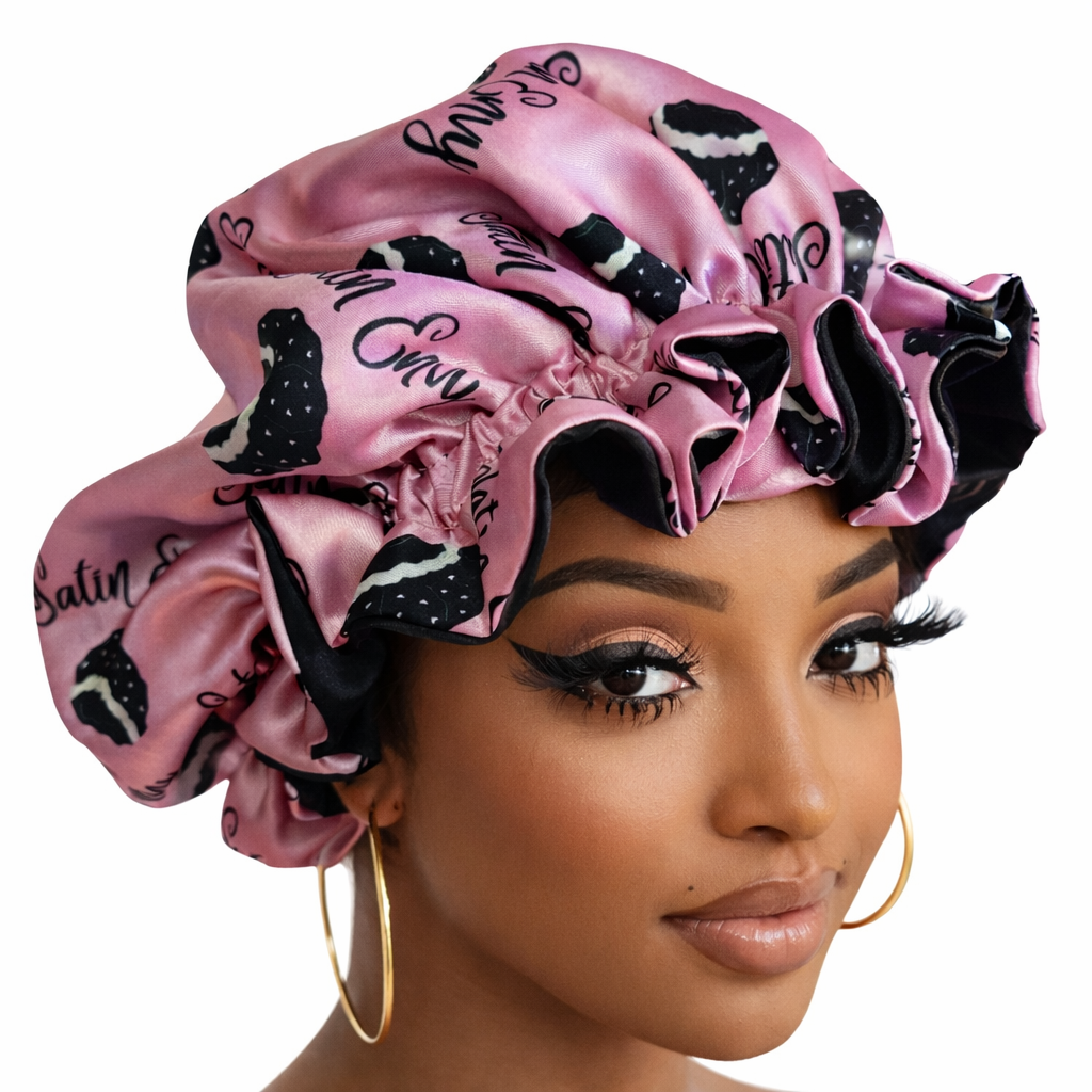 SATIN ENVY PINK Reversible Sleeping Satin Hair Bonnet