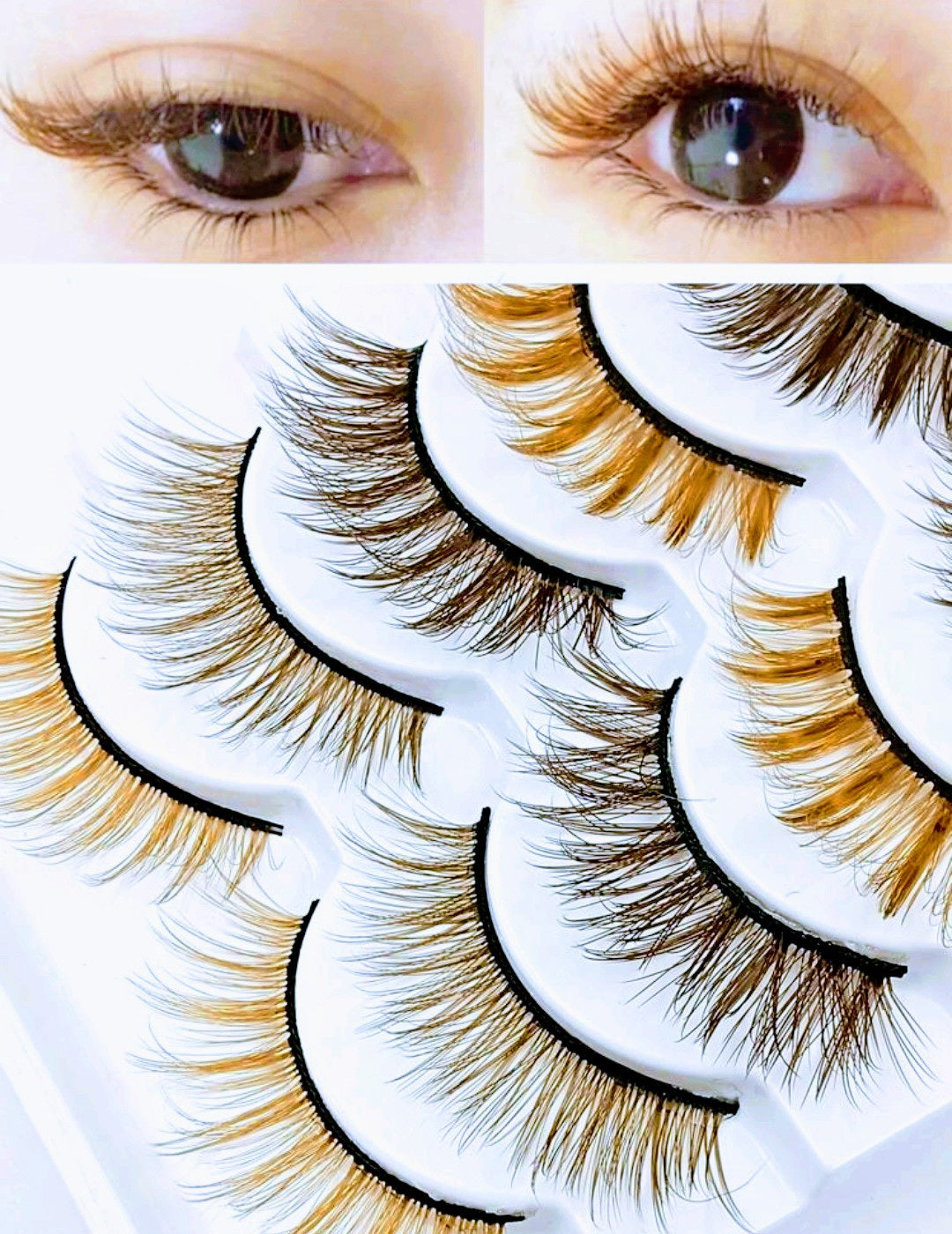 &quot;Mix of Fall&quot; Brown Colored Natural False Eyelashes