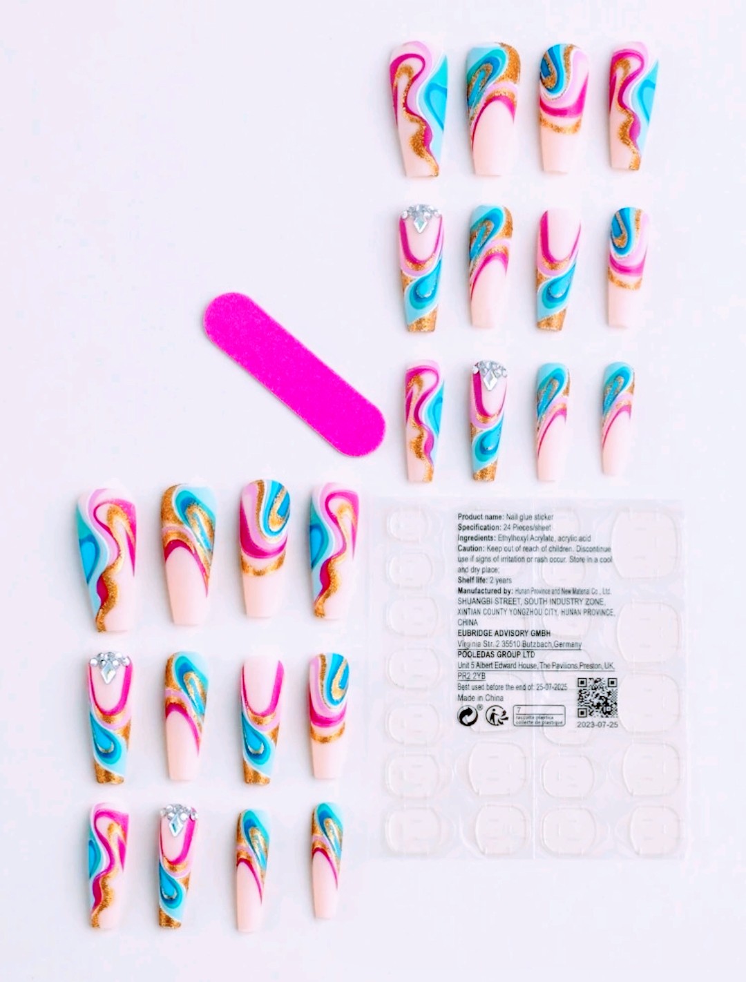 "Princess" 24 Piece set Coffin Shape Nails