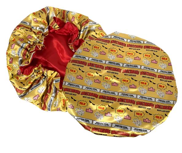 GOLD &amp; RED VIBES – Reversible Satin Sleeping Hair Bonnet