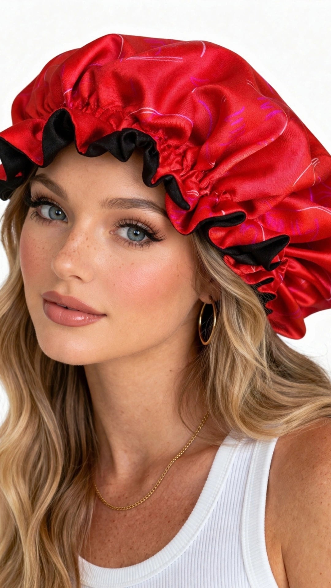 SATIN ENVY RED Reversible Sleeping Satin Hair Bonnet