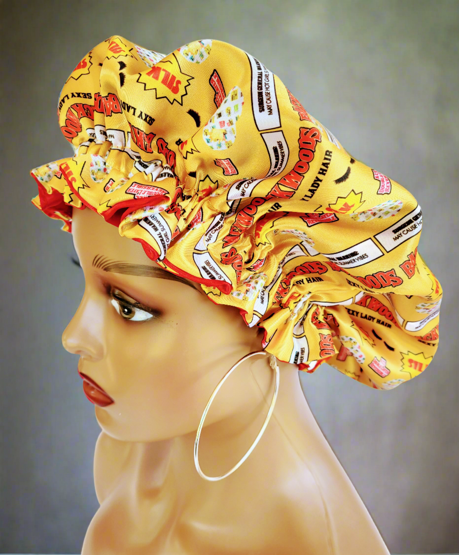 &quot;Gold &amp; Red Summer Vibes&quot; Reversible Sleeping Satin Wavy Bonnet